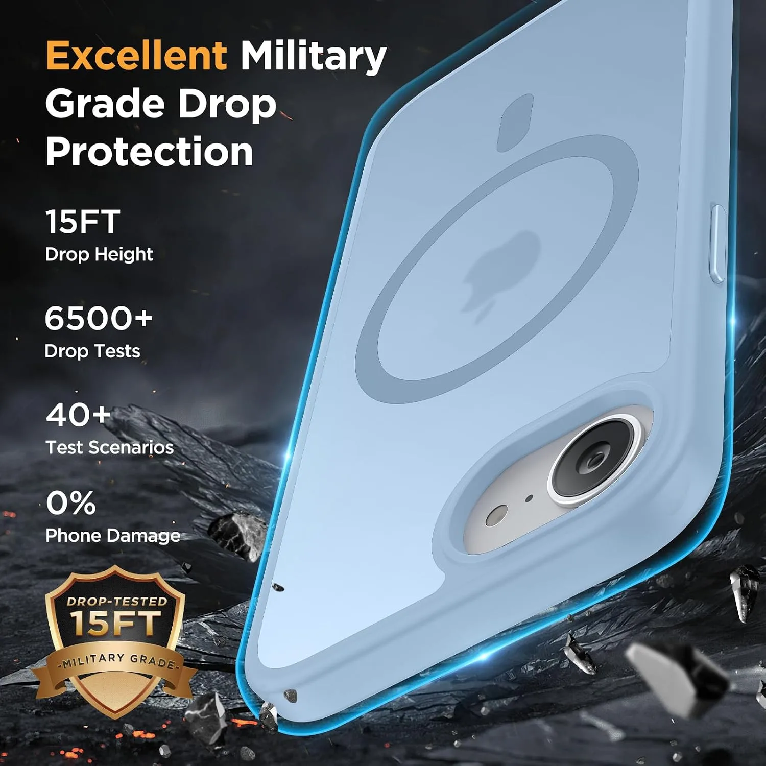 miracase for iPhone 16e case & iPhone 17e Case for MagSafe [with 2×9H+ Screen Protectors] TOP Military-Grade Protection Shockproof with Velvet Touch for iPhone 16e/17e Phone Case 6.1", Light Blue