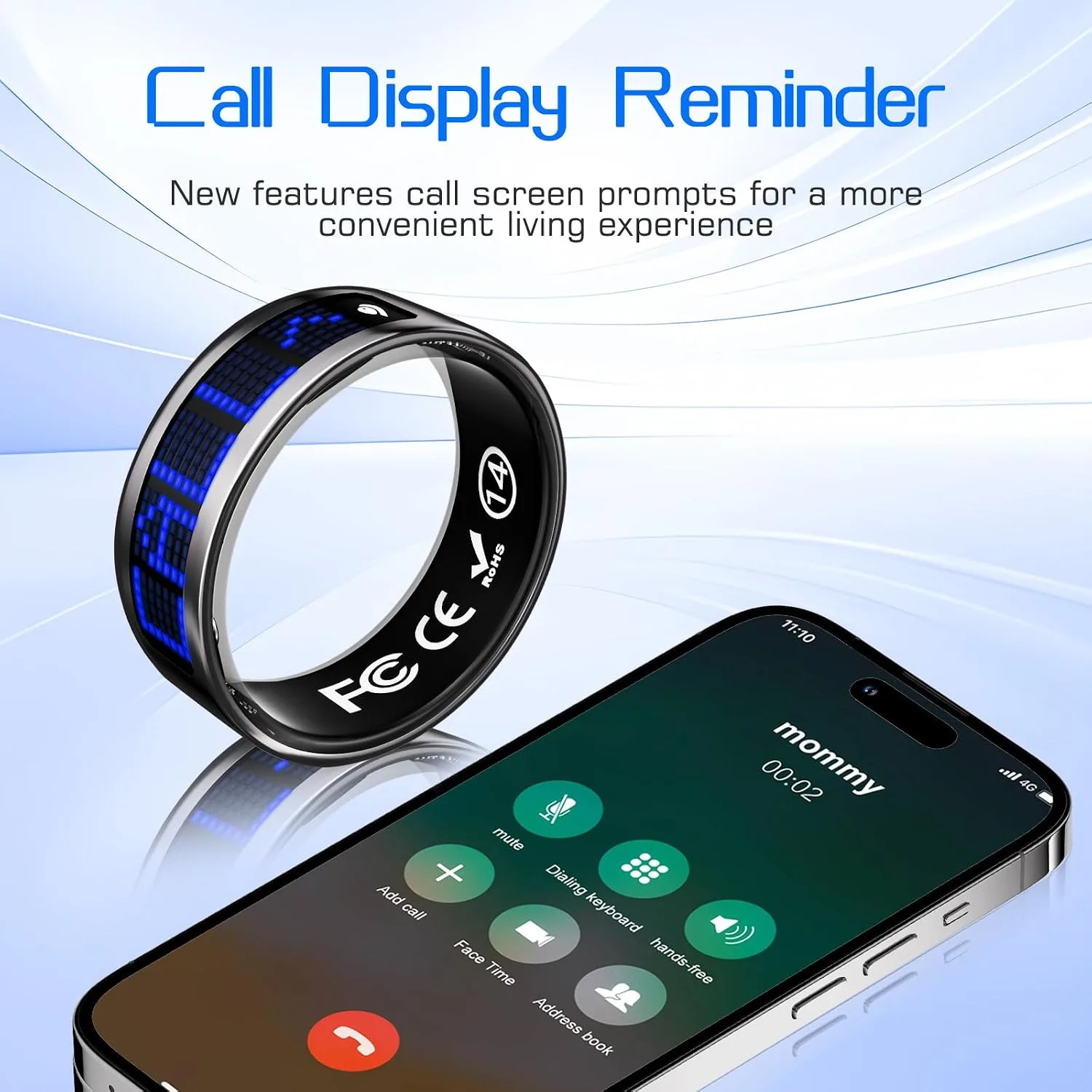 Smart Ring Fitness & Health Tracker with Display Screen for Men Women
