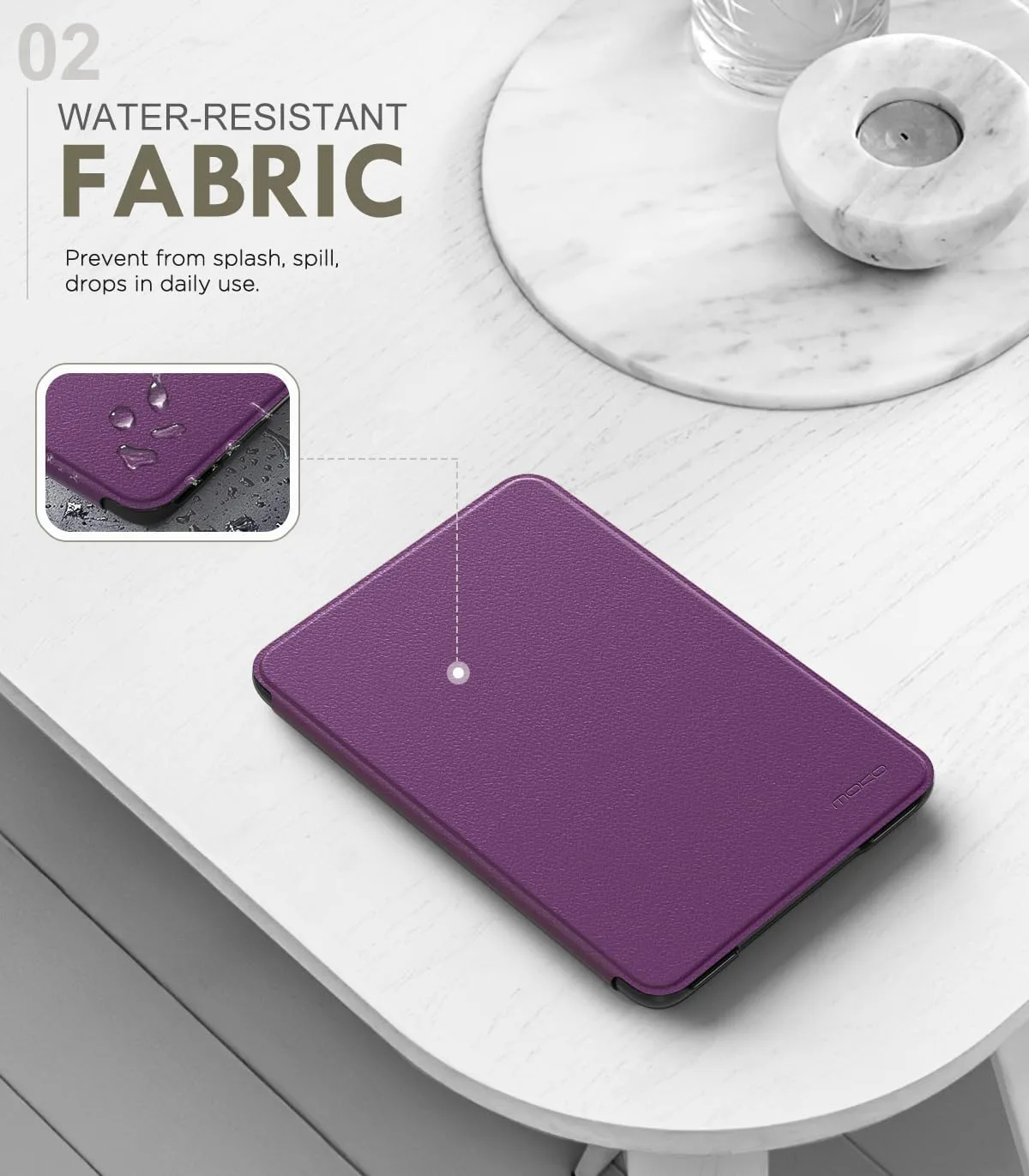 MoKo Case for 6" Amazon Kindle Basic 11th Gen 2024/2022,Lychee Deep Purple