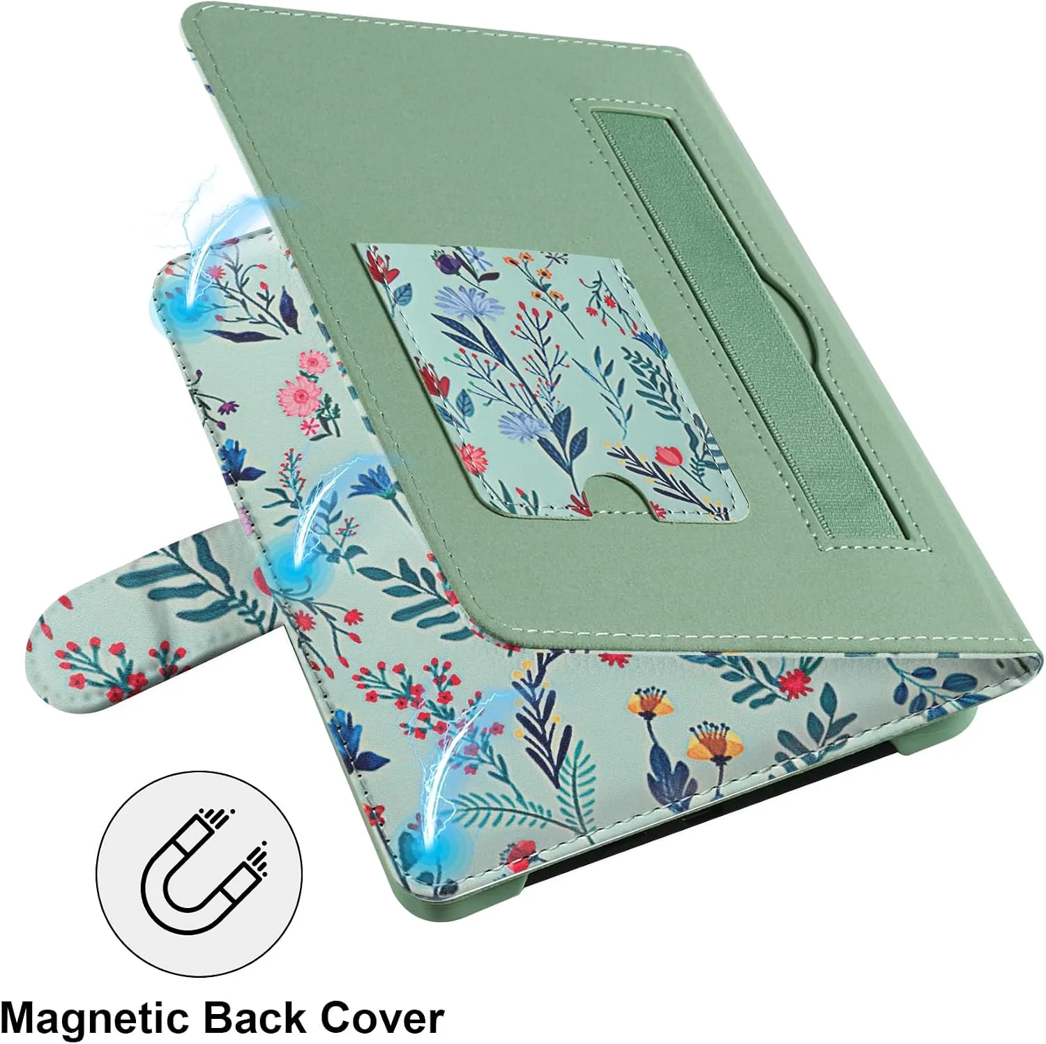 HoYiXi Universal Case for 6-inch Kindle eReader Compatible with Kobo/Voyaga/Pocketbook/Tolino E-Book Reader,6'' eReader Protective Cover with Built-in Card Slot,Flower