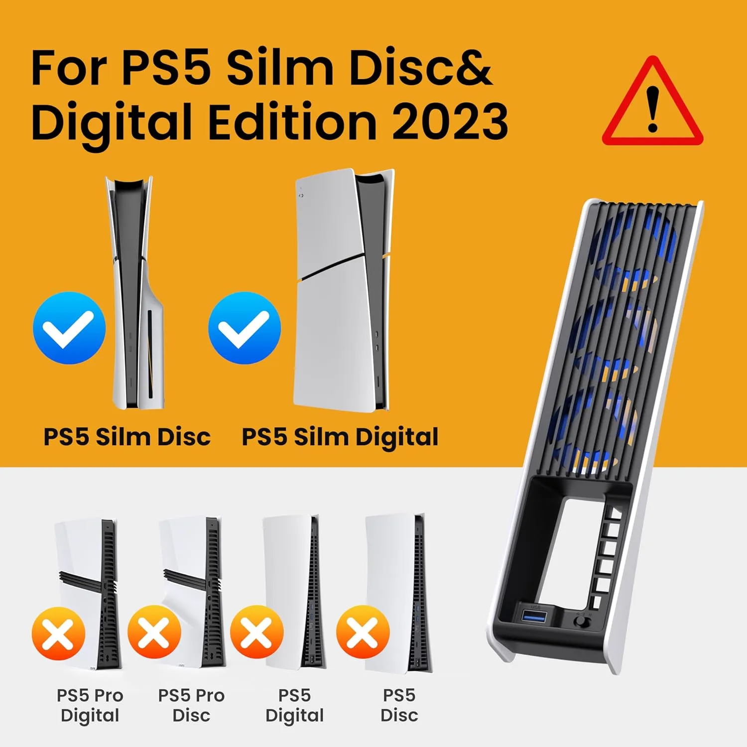 KIWIHOME Cooling Fan for PS5 Slim, Larger 3-Fan with Auto Speed USB3.0