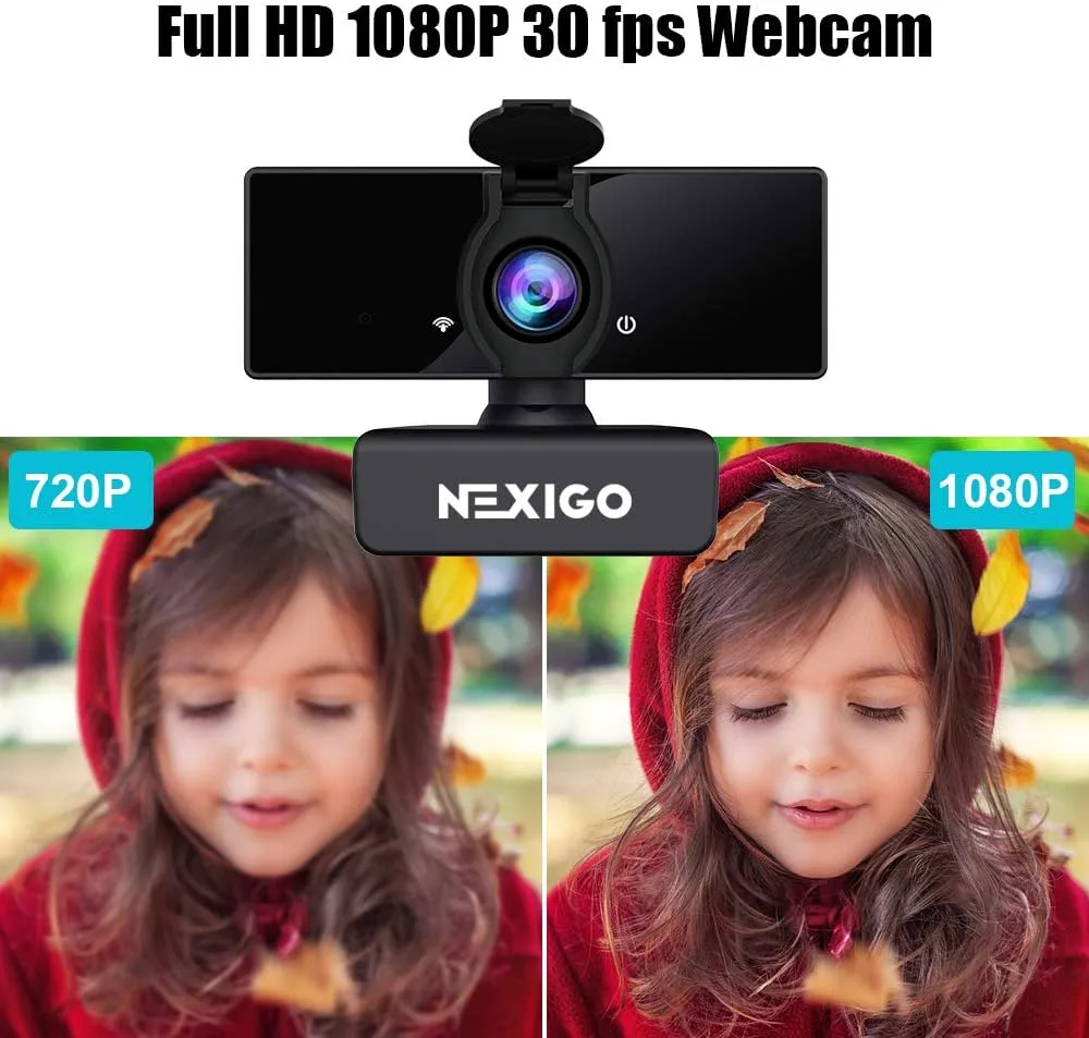 NexiGo N660 1080P Business Webcam, Dual Microphone & Privacy Cover, USB FHD Web Computer Camera, Plug and Play, for Zoom/Skype/Teams/Webex, Laptop MAC PC Desktop