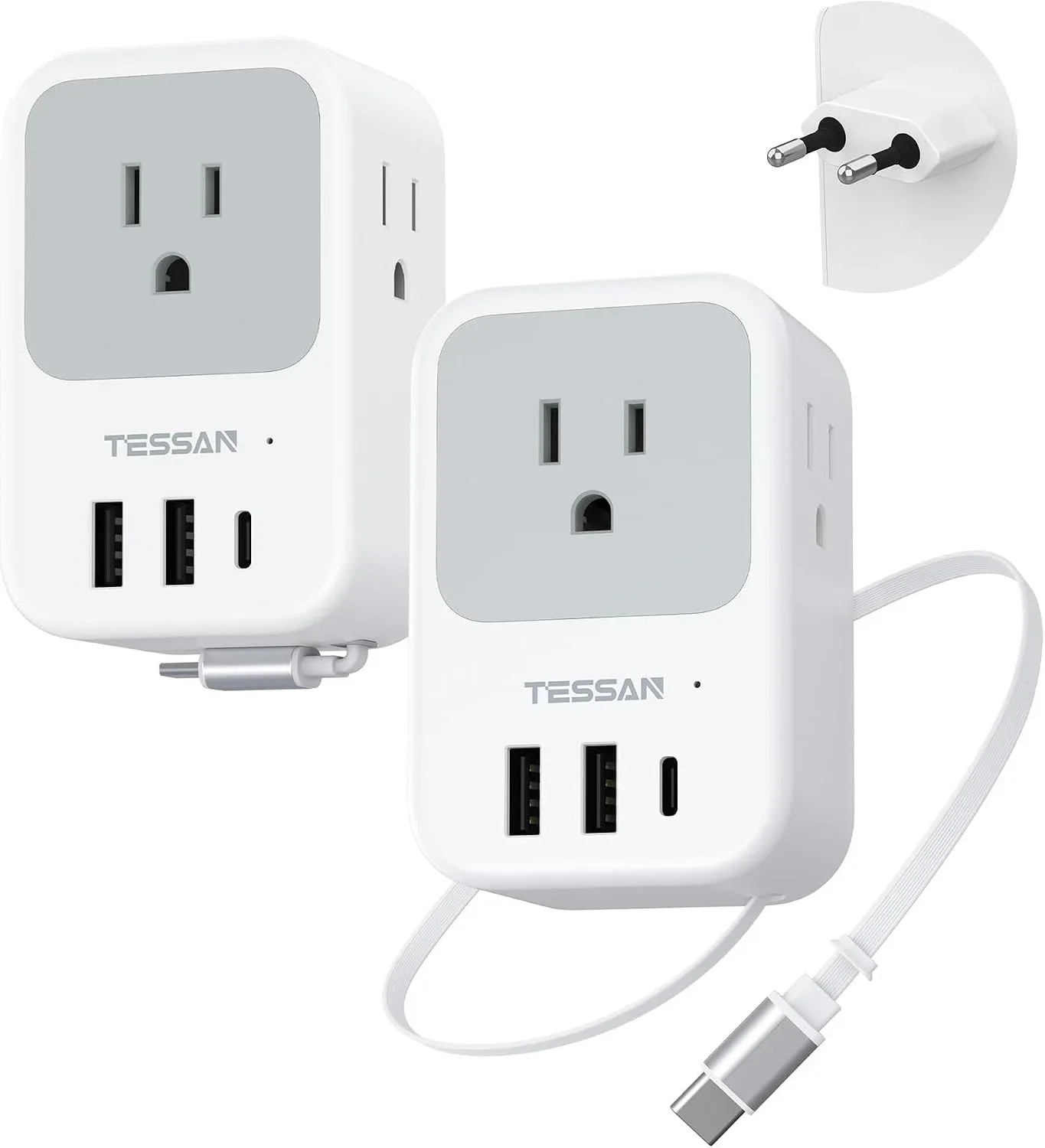 TESSAN European Travel Plug Adapter, 2 Pack