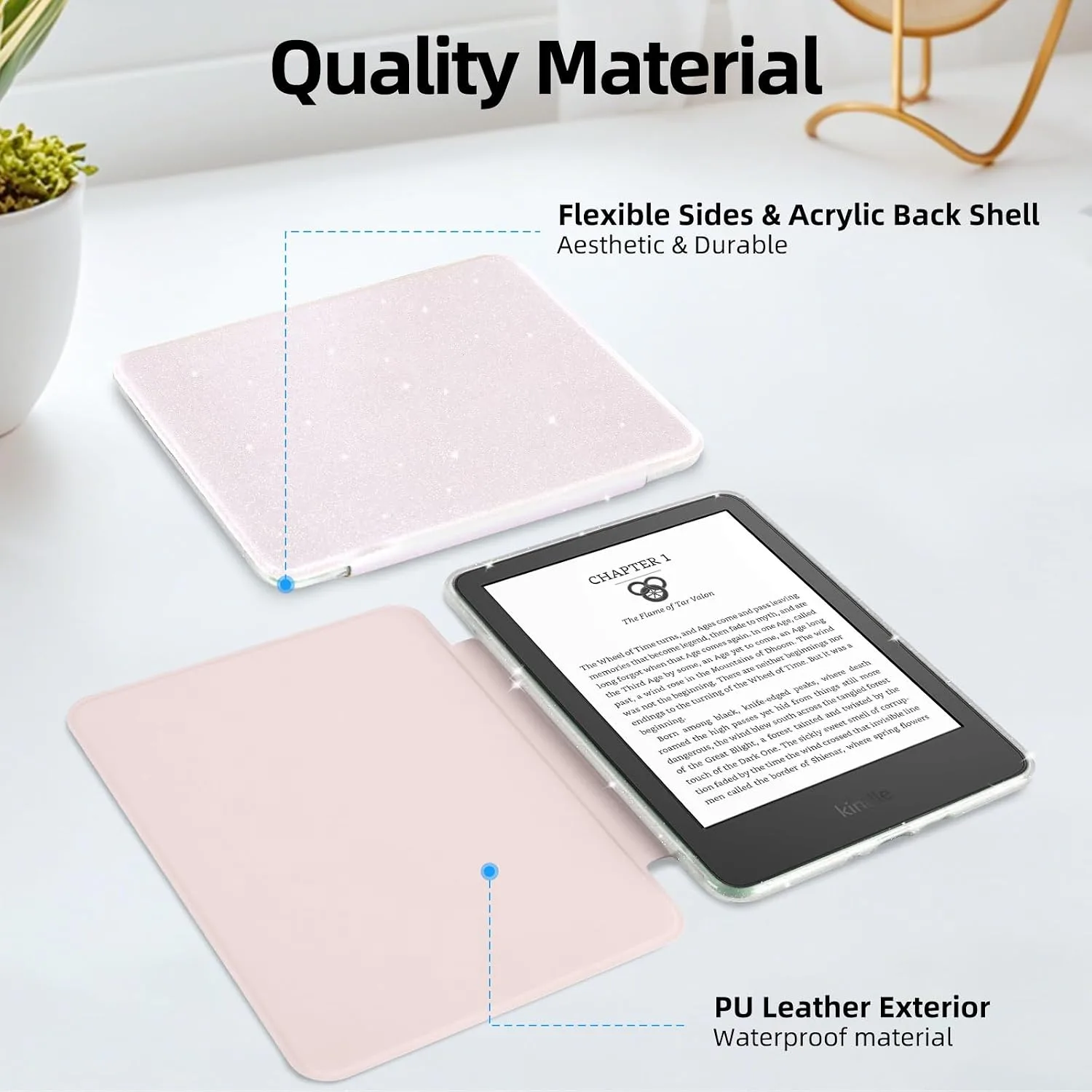 Glitter Case for 6" Kindle Basic 11th Gen 2024/2022,Glitter Pink