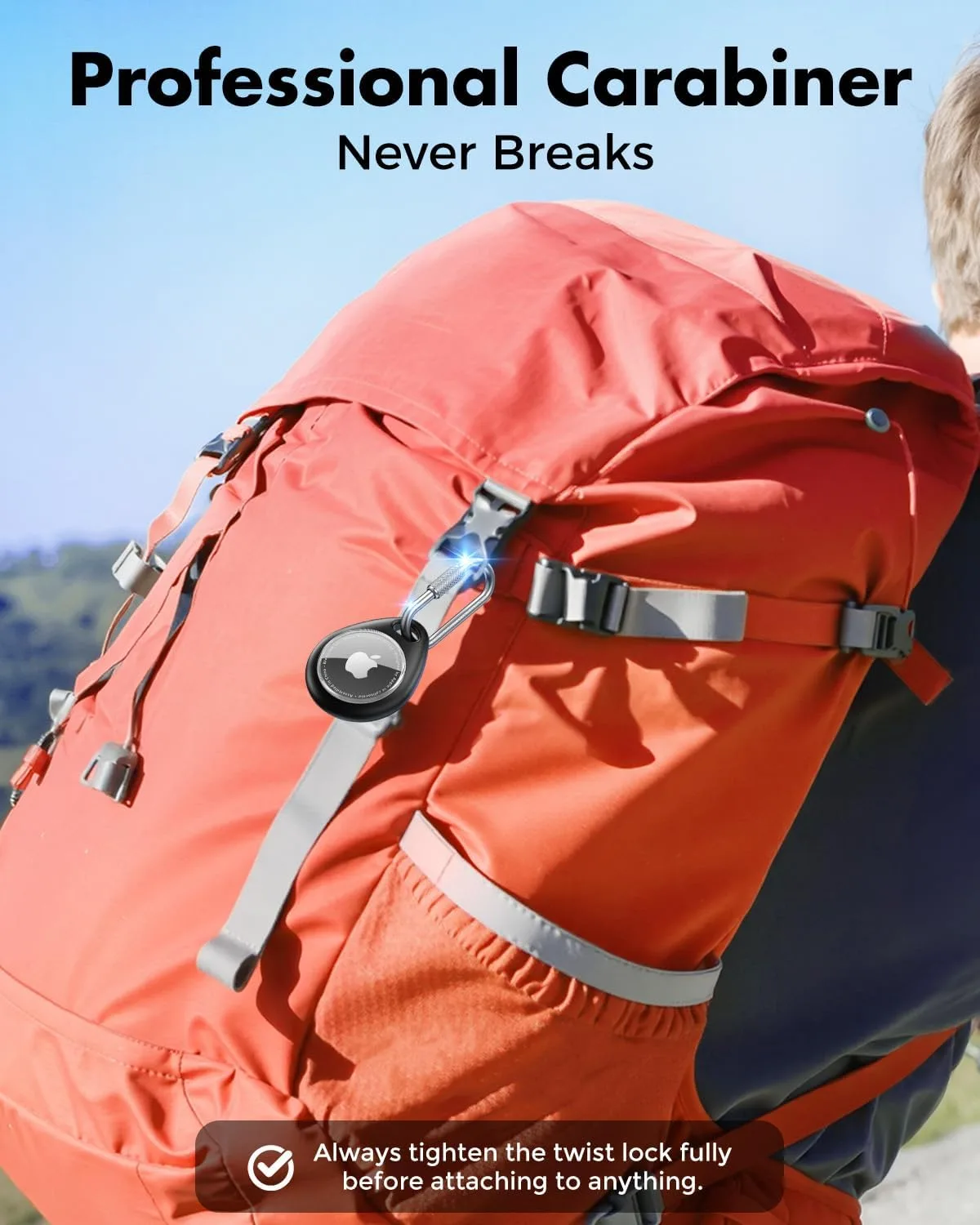 UNBREAKcable for AirTag Holder Case with Professional Carabiner, 4 Pack