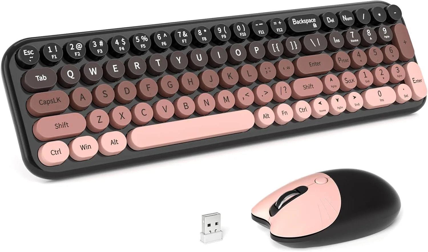 MOFII Wired Retro Typewriter Keyboard and Mouse Combo, Full Size USB Plug & Play for Windows PC Laptop- Black Blue