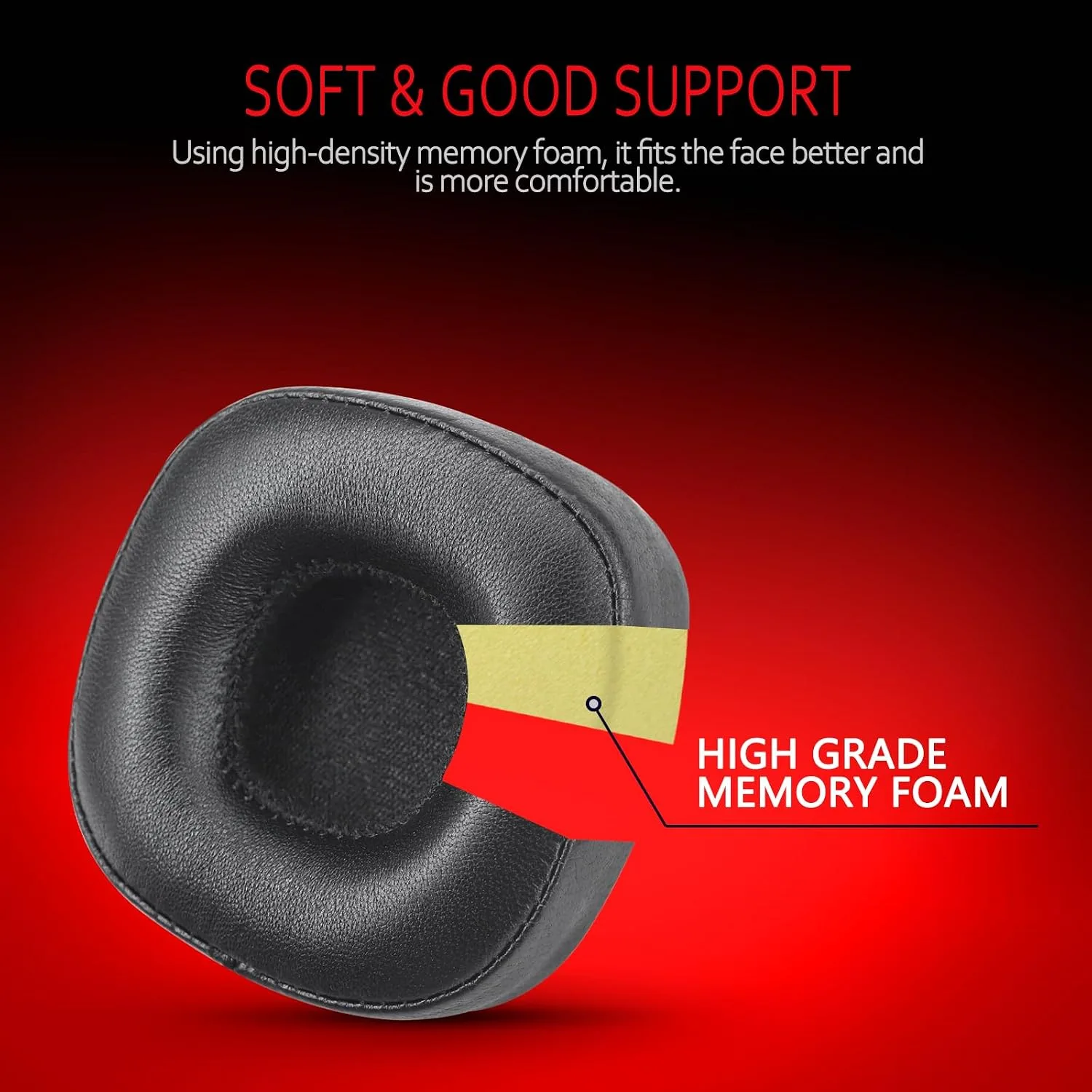 Krone Kalpasmos Marshall Replacement Ear Pads for Major III/IV, Marshall Major IV Ear Pads with Softer Leather, Thickened Memory Foam, Easy Install, Lambskin Black