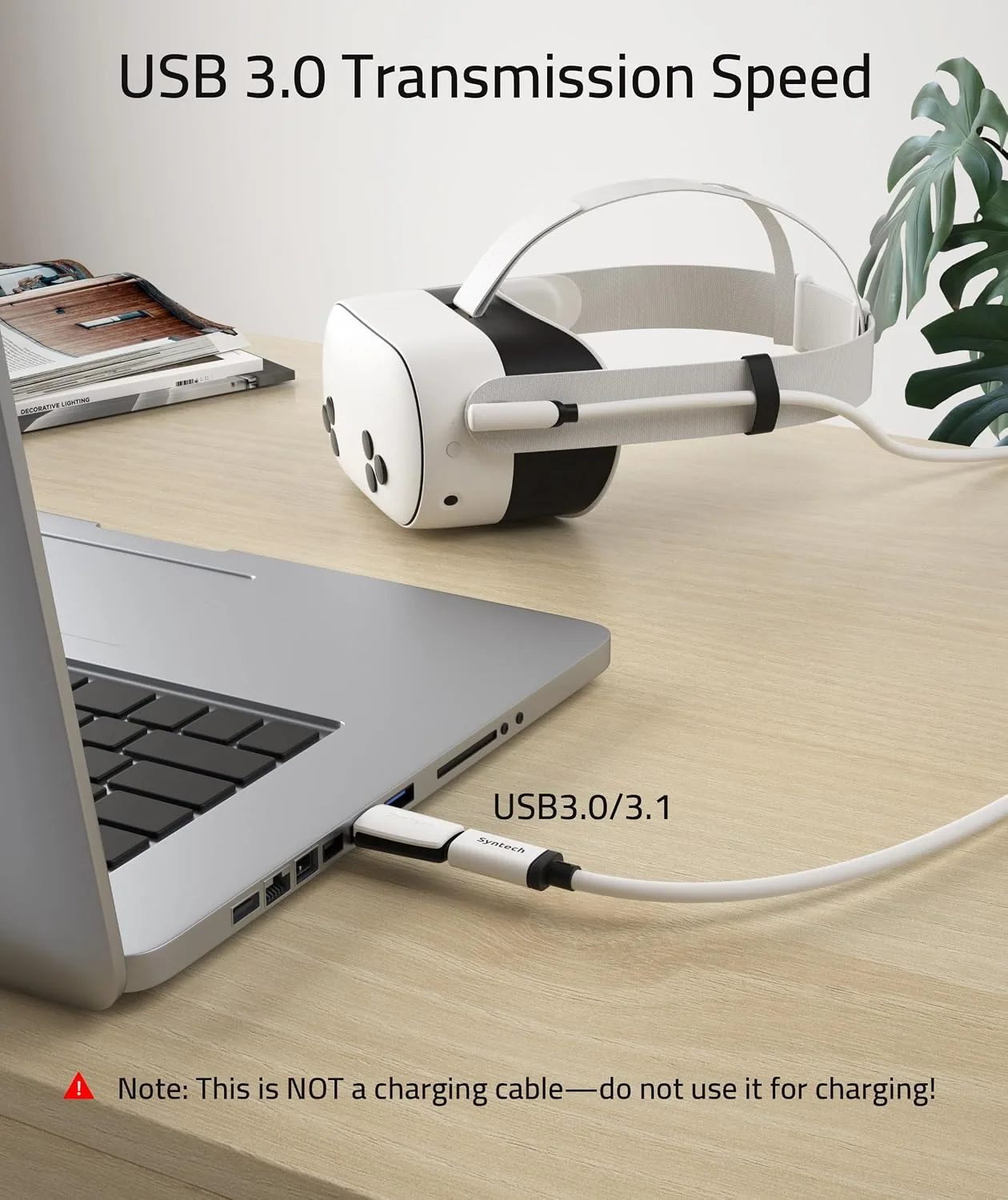 Syntech VR Link Cable 16FT for Meta Quest 3/3S/2, USB 3.0 Adapter