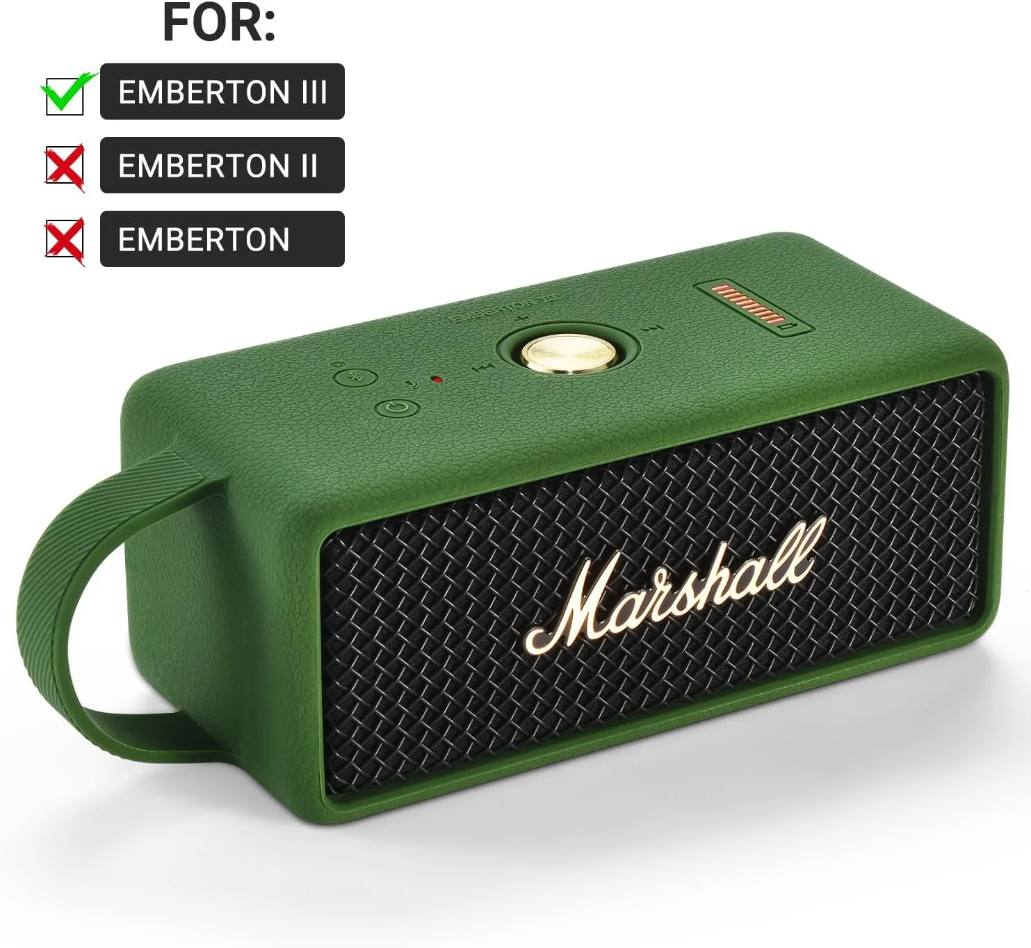 Silicone Cover Case Soft Shell for Marshall Emberton III, Green