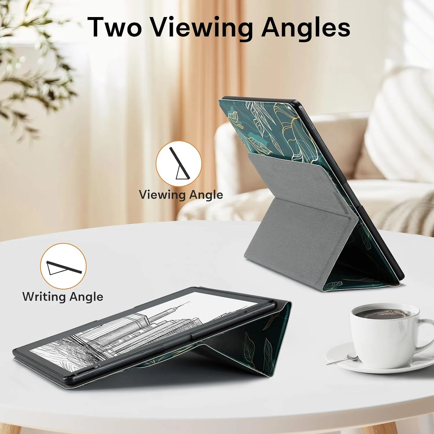 CoBak Stand Case for TCL - Premium Folio Leather Cover with Pen Holder, Auto Sleep/Wake - Compatible with 10.2 Inch eBooK Reader