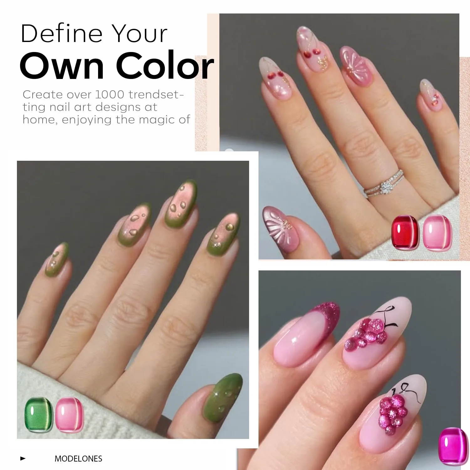 modelones Cat Eye Gel Nail Polish Set Neon 6Colors Red Hot Pink Green
