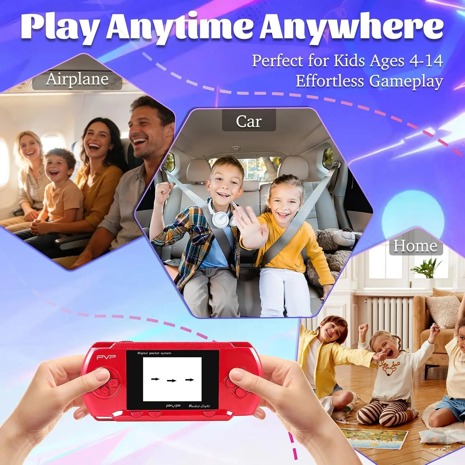 Red Handheld Game Console, 74 Built-in 8-Bit Games