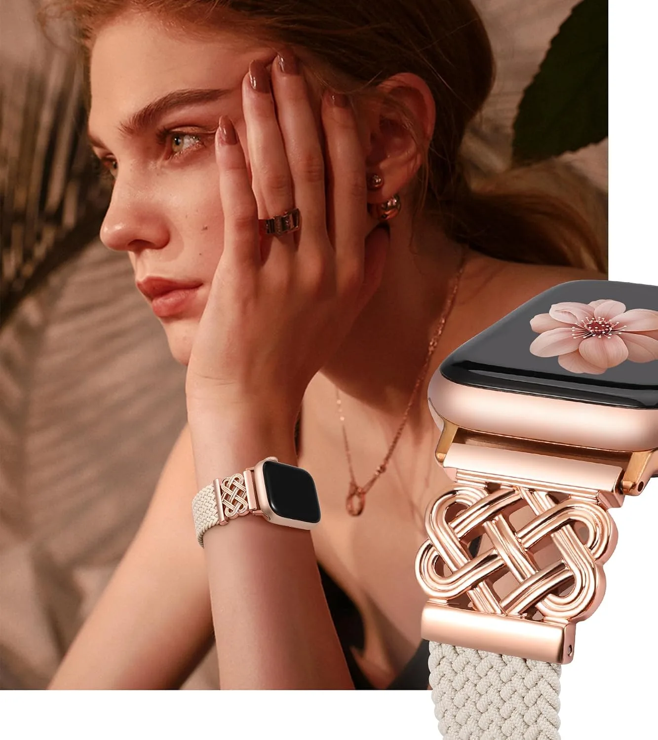 Braided Stretchy Band with Magnetic Clasp for Apple Watch Bands Women Men