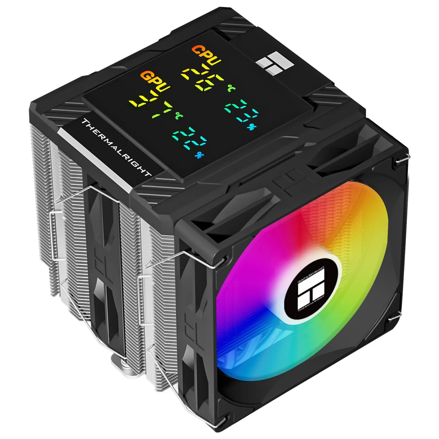 Thermalright Peerless Assassin 120 Digital ARGB Black CPU Air Cooler, Digital Screen Top Cover,6 Heatpipes Computer CPU Cooler, for AM4/AM5,Intel LGA1700/1851/1150/1151/1200, PC Cooler-Black ARGB