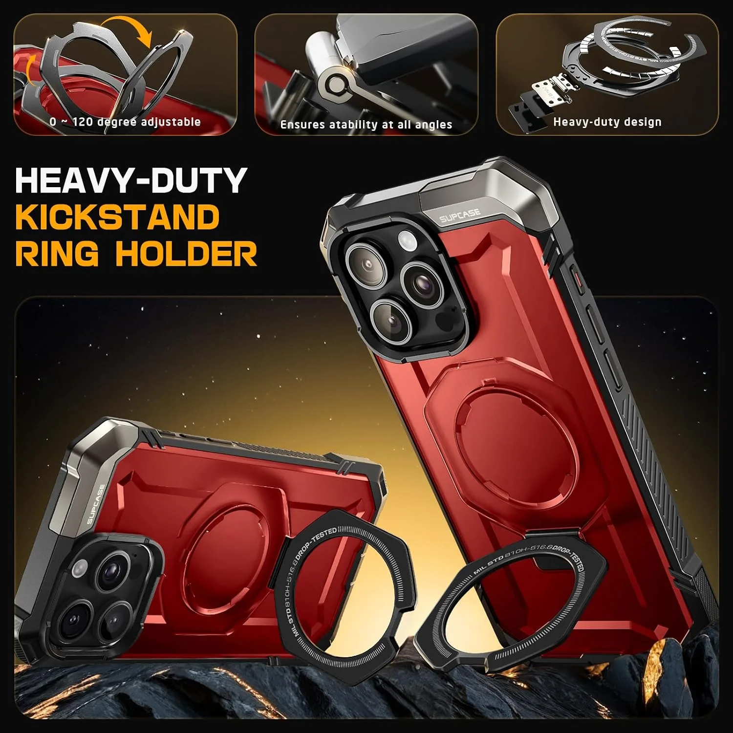 SUPCASE for iPhone 16 Pro Case with Camera Control Capture Button, Red