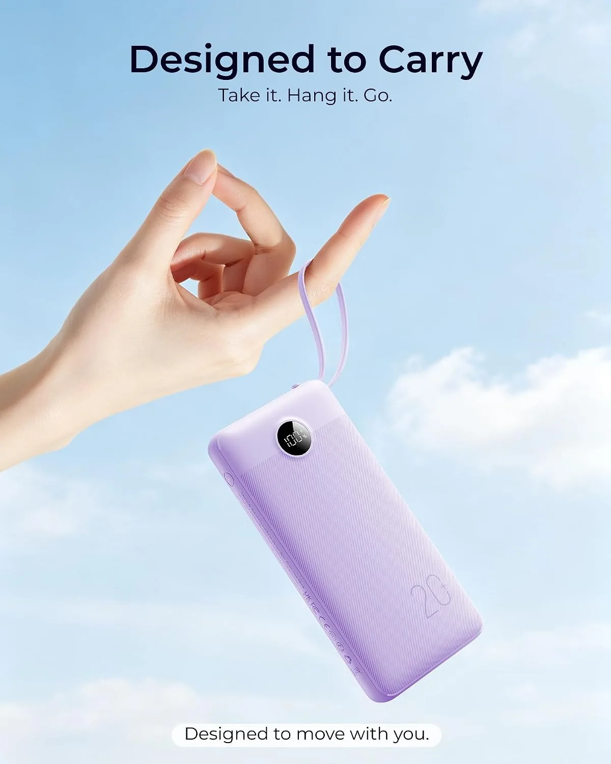 VRURC Portable Charger 4-Built-in-Cable Fast Charging 20000mAh Power Bank