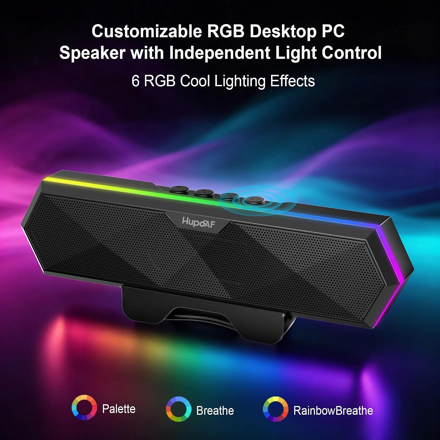 Computer Speakers for Desktop PC, Clip-On Monitor Speaker, Cool RGB Lights