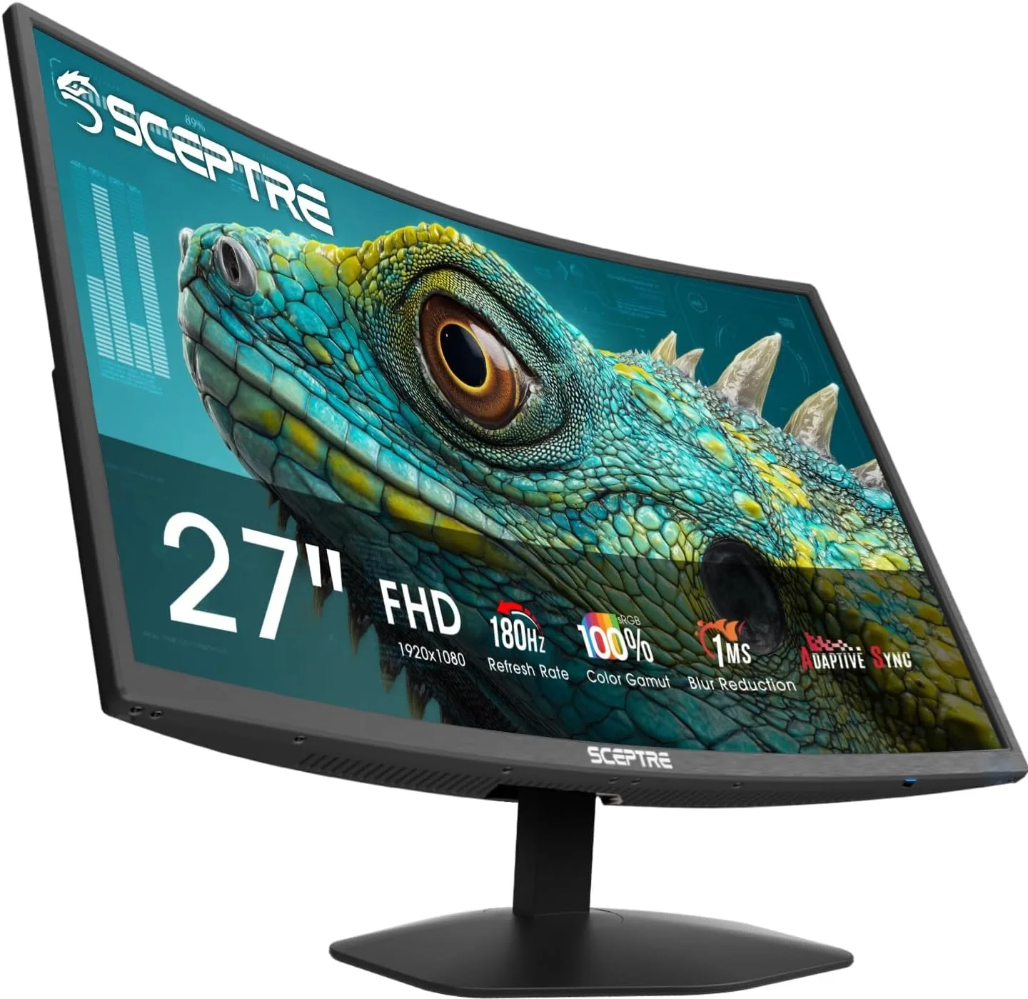 New! Sceptre Curved 27-inch Prime Gaming Monitor DisplayPort x2 180Hz HDMI x2 180Hz 1500R 1ms Build-in Speakers, Machine Black 2027 (C275B-FW180T Series)