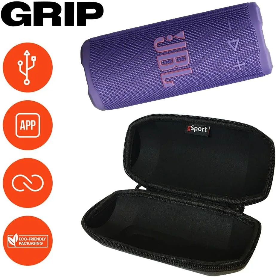 JBL Grip Compact Portable Bluetooth Speaker Bundle with gSport Case (Purple)
