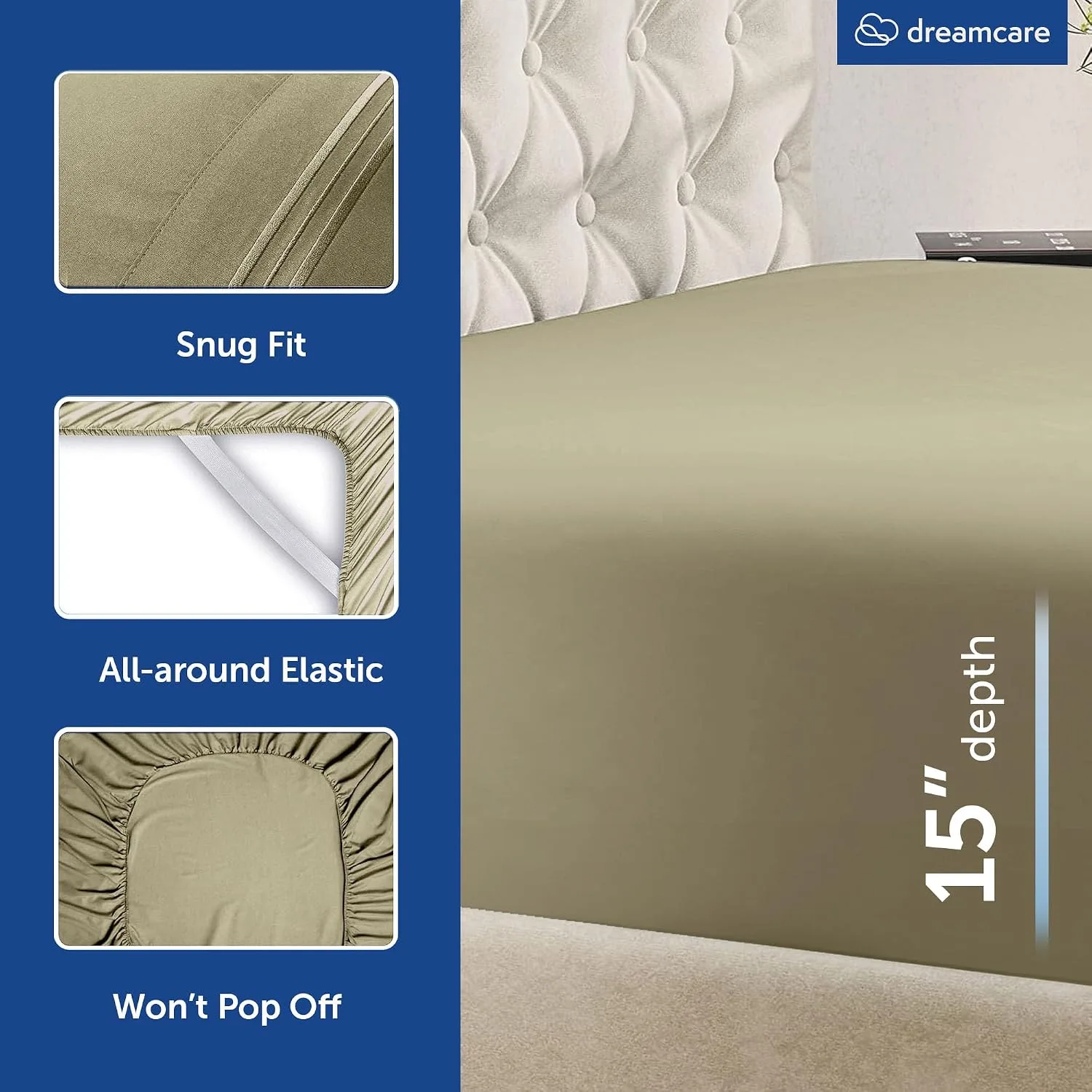 DREAMCARE Queen Sheets - 6 pcs Breathable Cooling Sheets Queen - up to 15"
