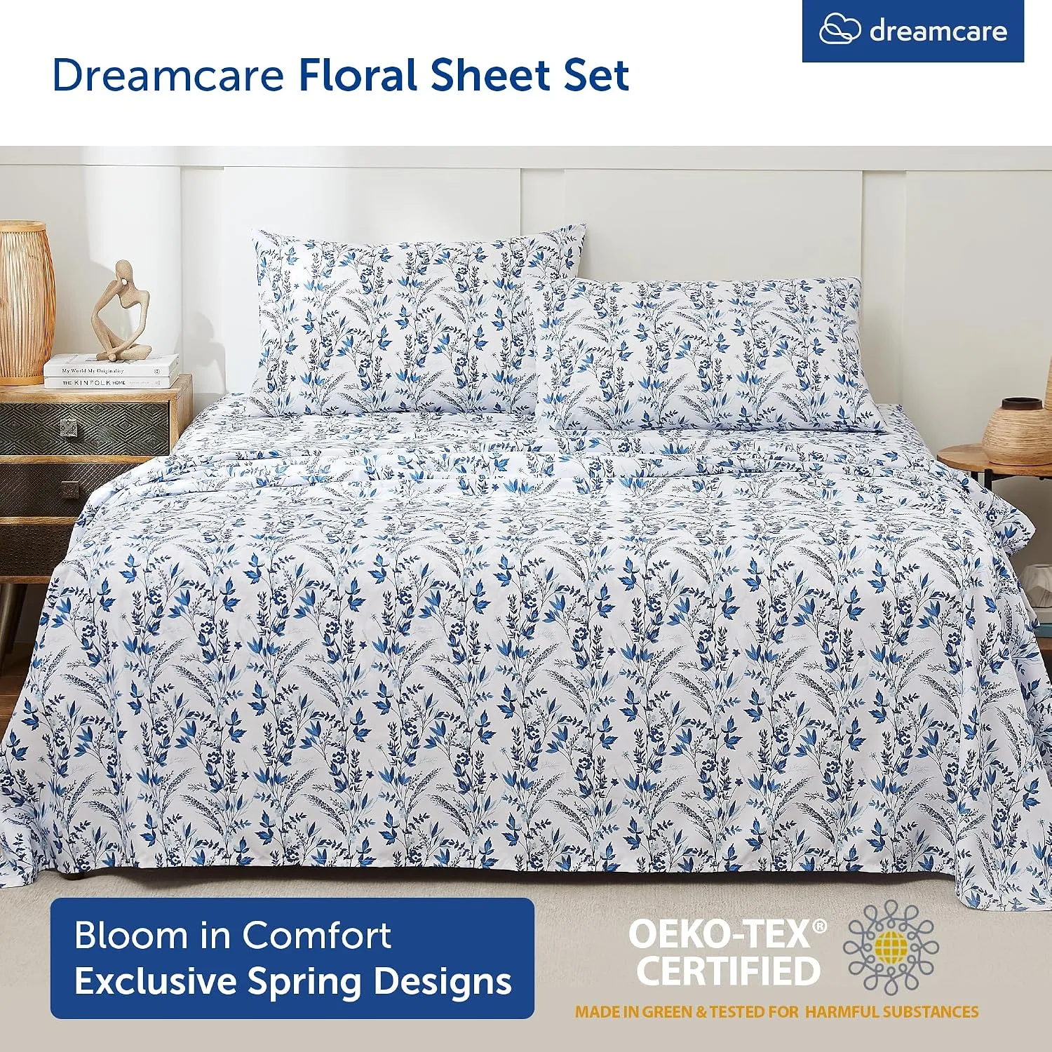DREAMCARE Twin Sheets - 3 pcs Breathable Cooling Twin Bed Sheets