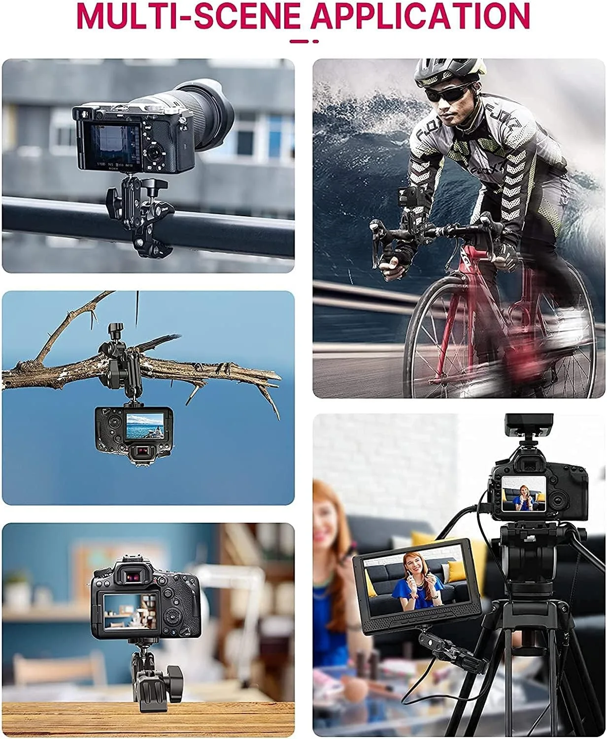 ULANZI Super Clamp Camera Clamp Mount Monitor 360° Ballhead MagicArm Double