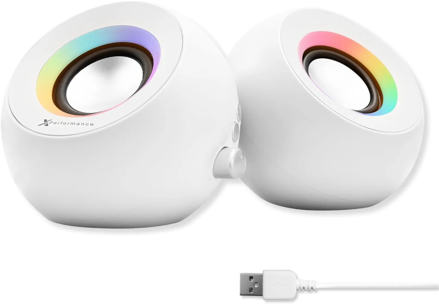 Parlantes para computadora X9 Performance blancos con iluminación RGB y conexión Bluetooth, USB y AUX