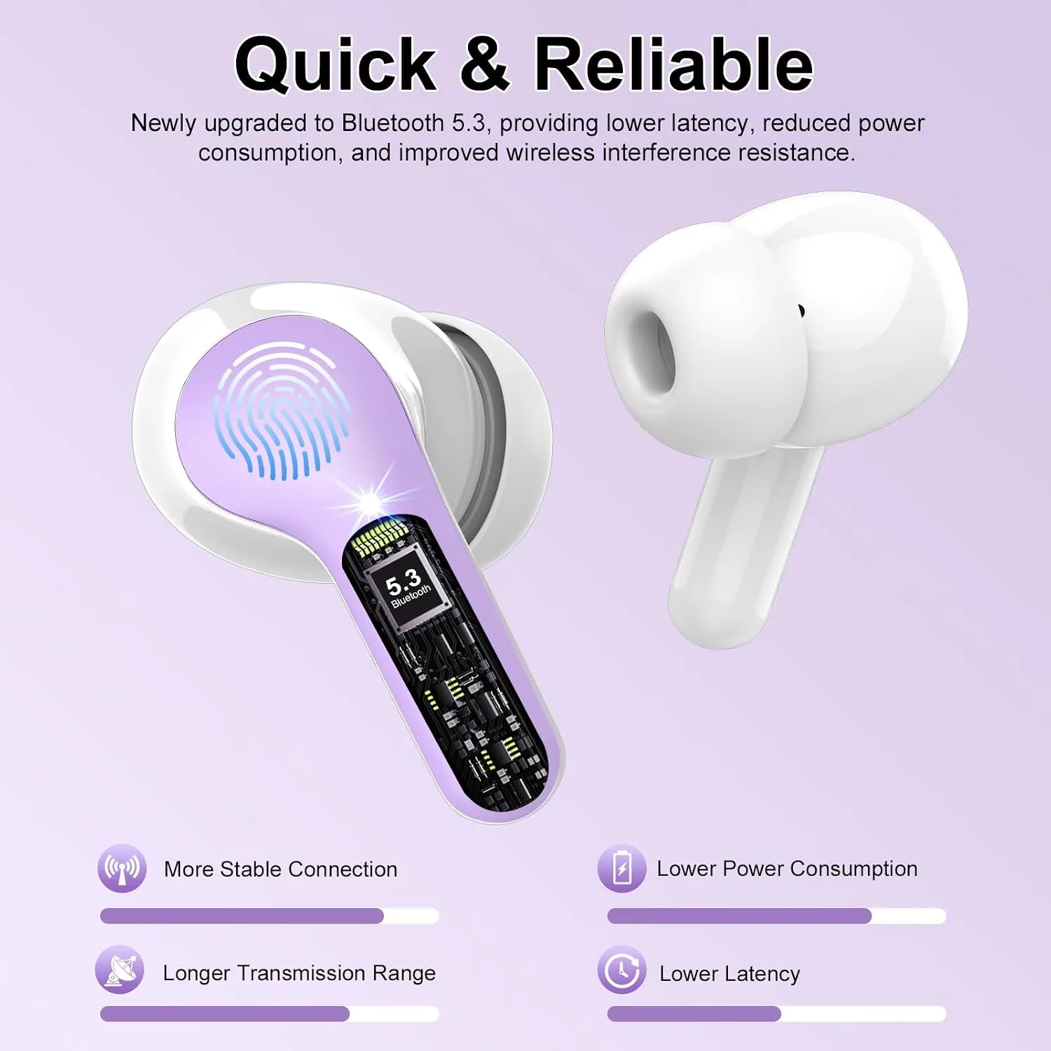 Wireless Earbuds, Bluetooth 5.4 Headphones HiFi Stereo, Bluetooth Earbuds