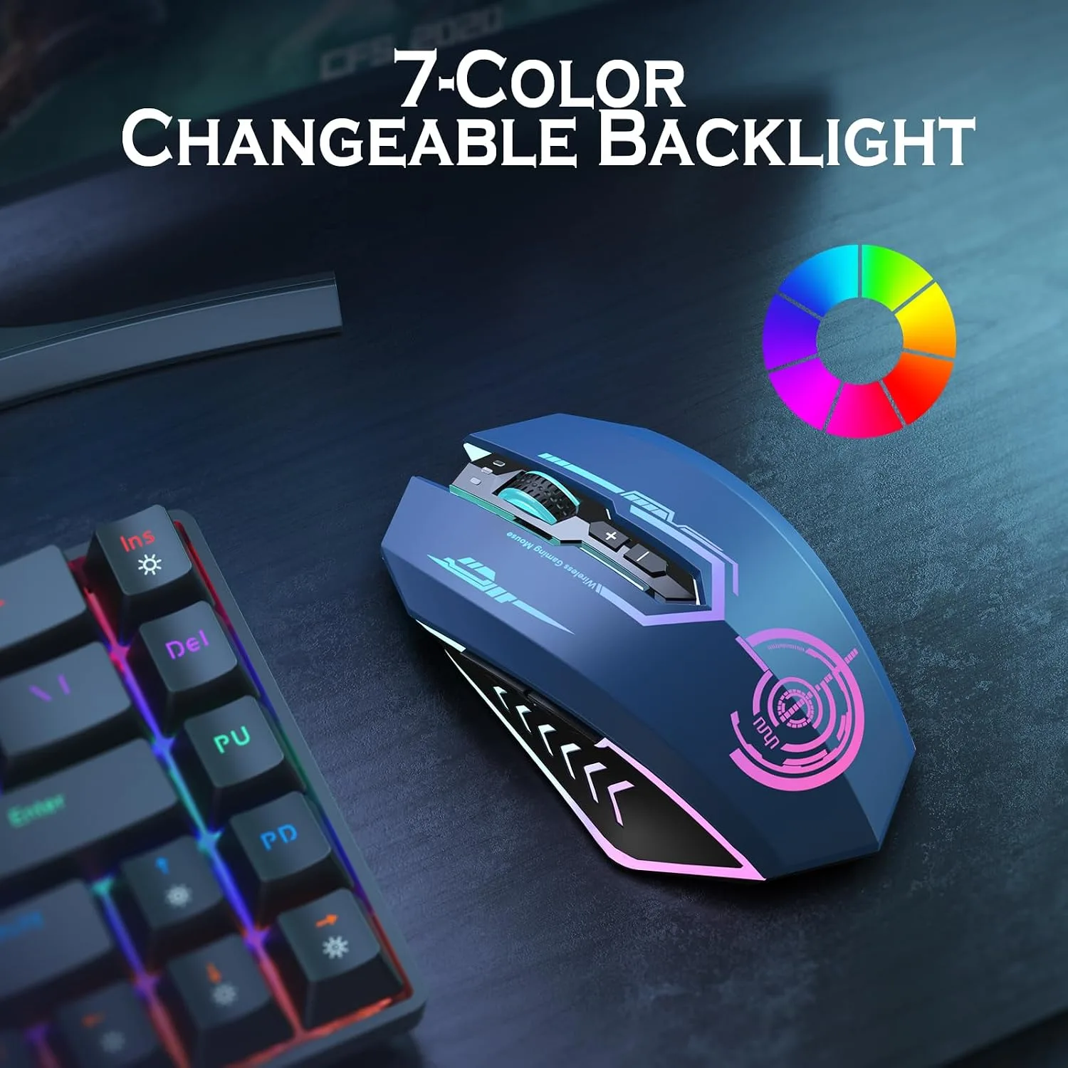 UHURU Wireless Gaming Mouse, Rechargeable 10000 DPI LED PC Mouse