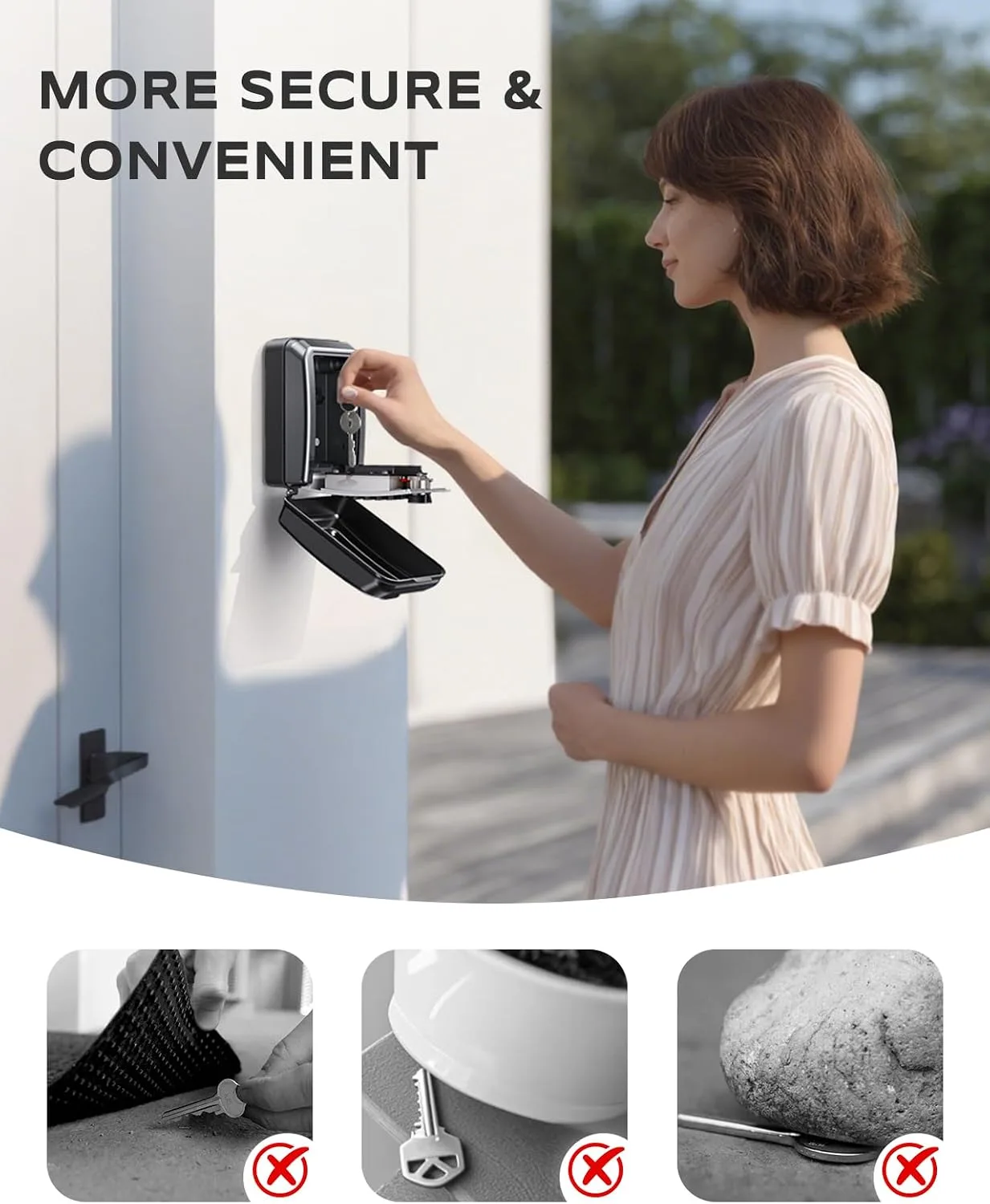 Wall-Mounted Key Lock Box, 12 Digit Combination Lock Box for Keys with Code, Large Capacity & Weatherproof Outdoor Lockbox, Key Safe Storage Lock Box for Home, Office, Garage, Sliver