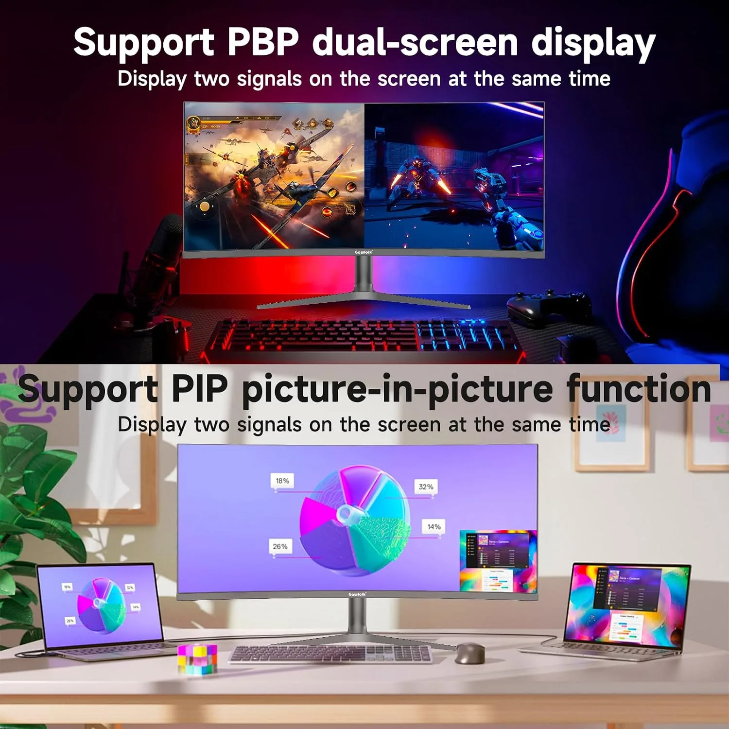 Gawfolk 37.5 Inch Gaming Curved Monitor 3840×1600p 144Hz PC Monitor