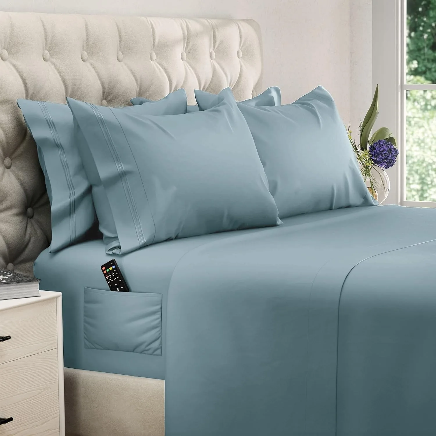 DREAMCARE King Size Sheets Set - 6 pcs Breathable Cooling Sheets King Size