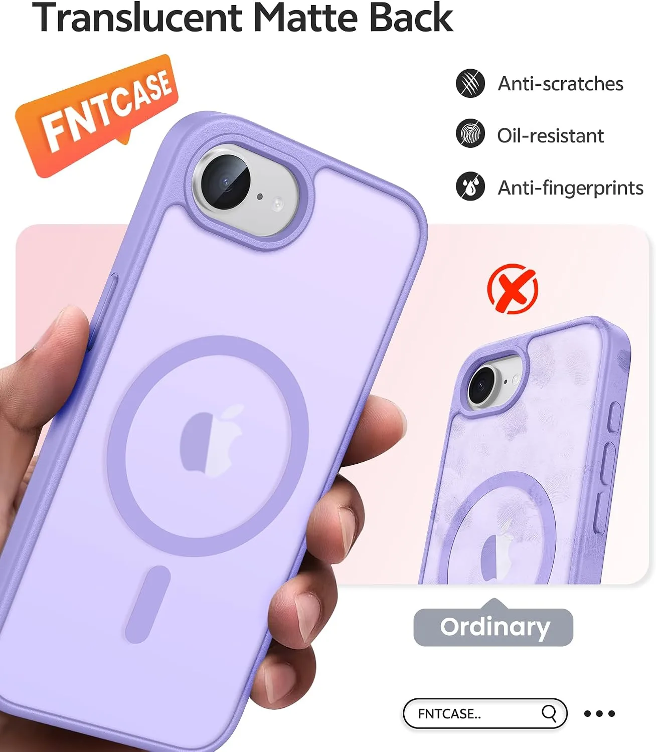 FNTCASE for iPhone 17e/ 16e Case, Fit for Magsafe, Light Purple