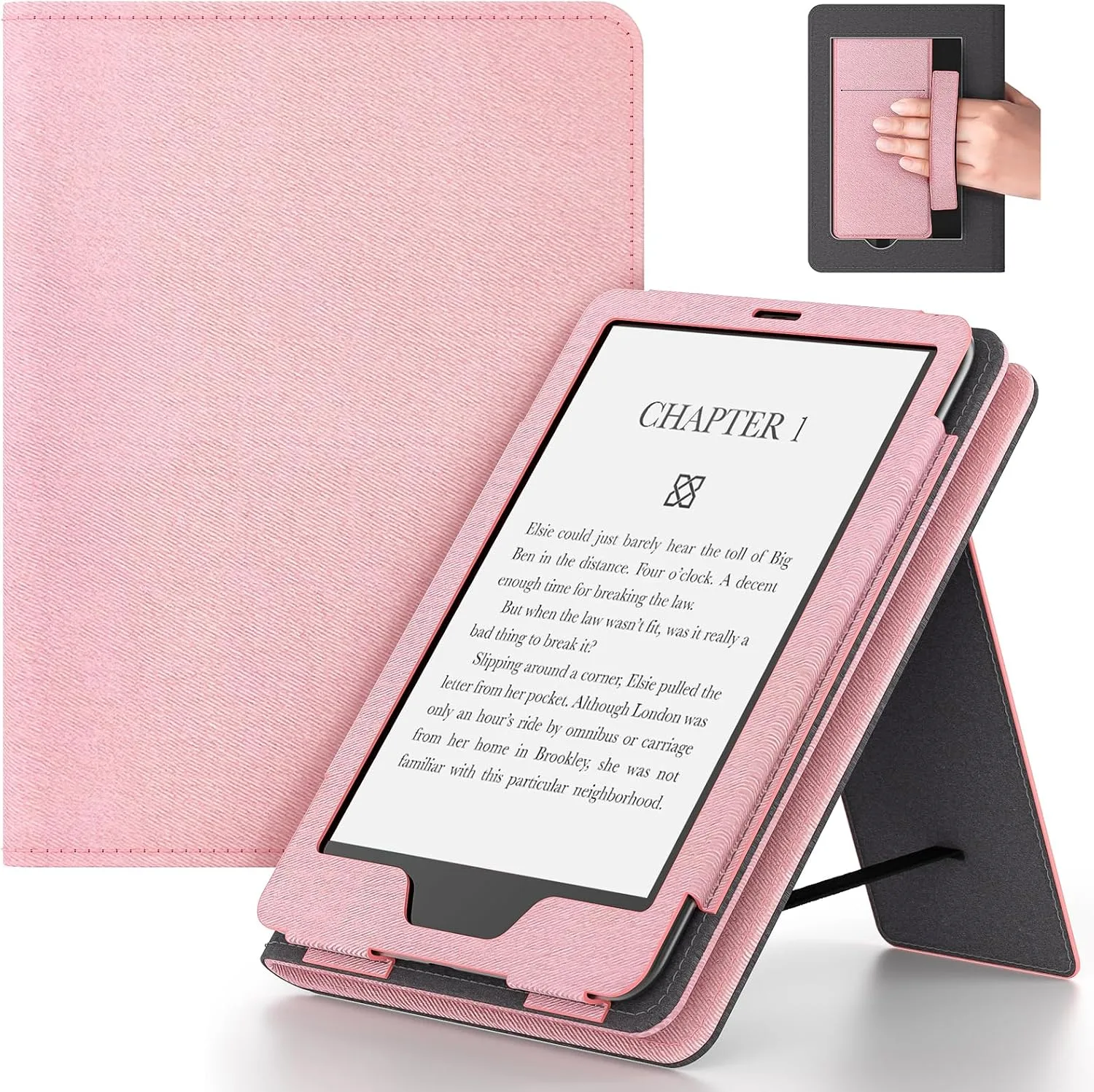 Estuche para tablet 6in Lainergie con soporte y correa de mano Rosa