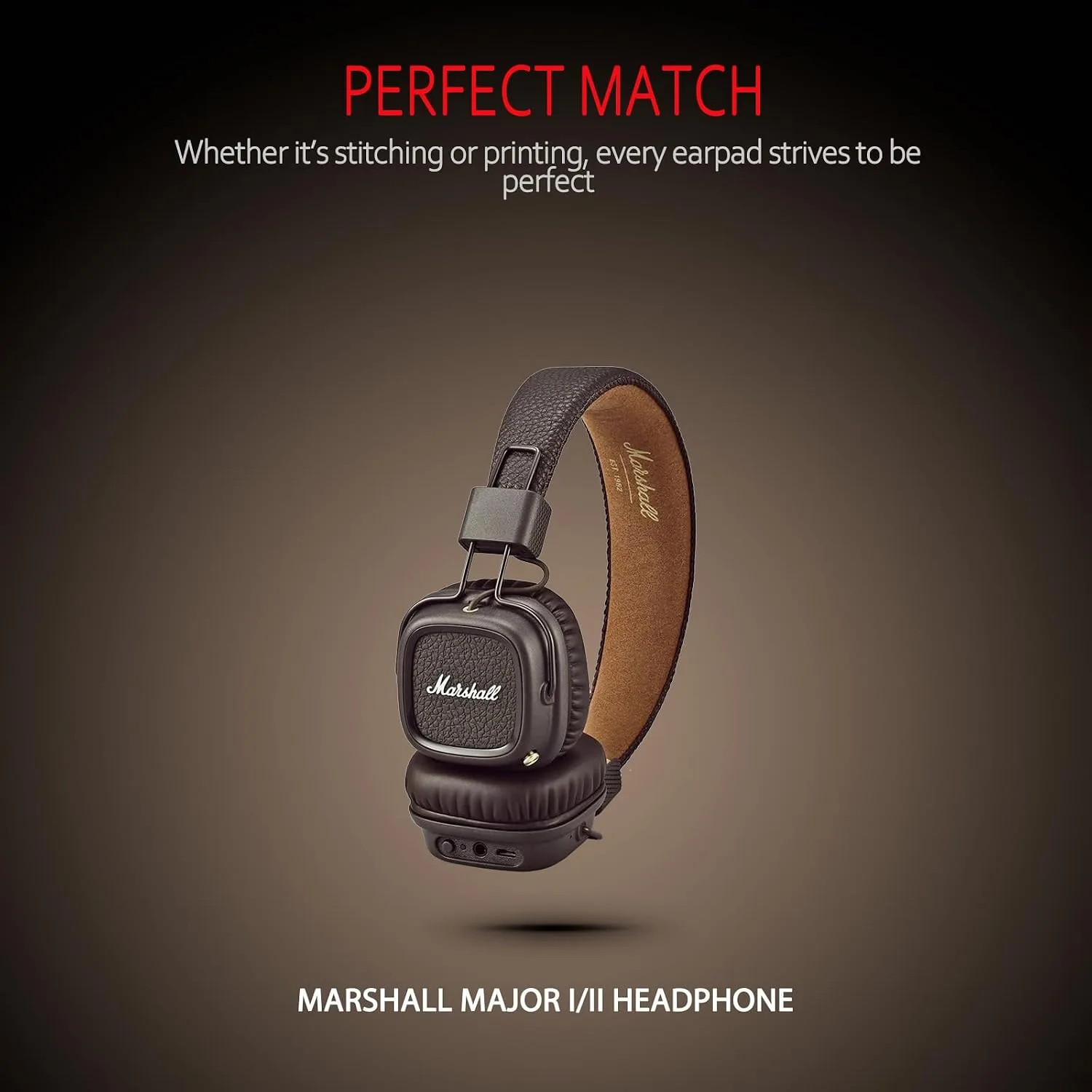 Krone Kalpasmos Replacement Earpads for Marshall Major I/II Headphones, Soft Memory Foam Ear Cushion, Protein Leather Comfort, Noise Isolation, Easy Install, Brown