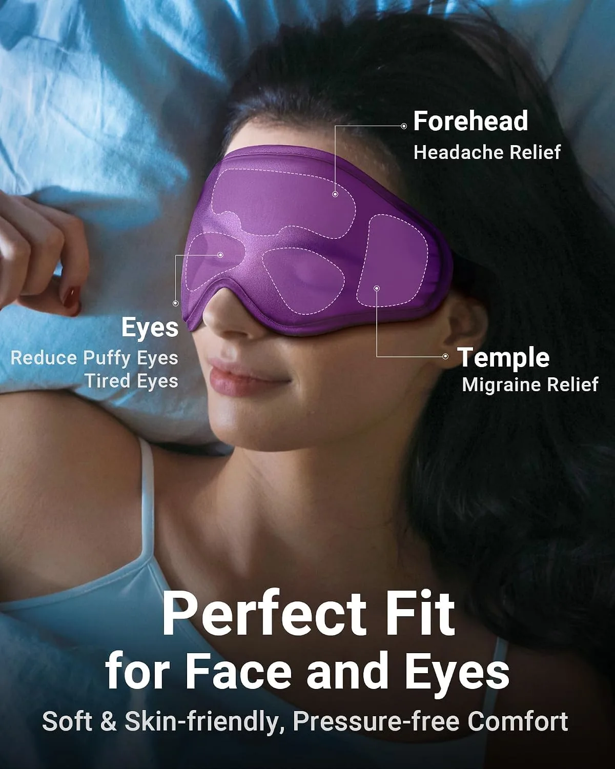 Cold Eye Mask Cooling Mask for Puffy Eyes: Flexible Ice Eye Pack for Magraine After Surgery Relief - Reuable Gel Sleep Mask for Headache Puffiness - Comfortable Perfect Fit Cool Compress for Sleeping