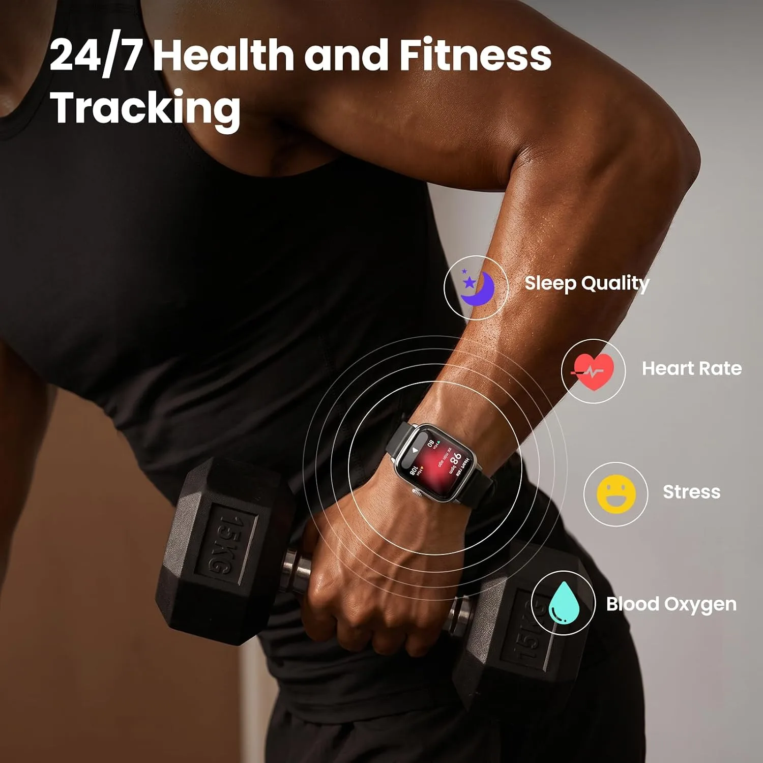 Smart Watch for Women Men, 2 Bands Health&Fitness Watch for iPhone/Android, Make Call and Message Notice, 24/7 Heart Rate/Sleep/SpO2 Tracker, 1.85" HD Smartwatch with 120 Sport Modes, IP68 Waterproof