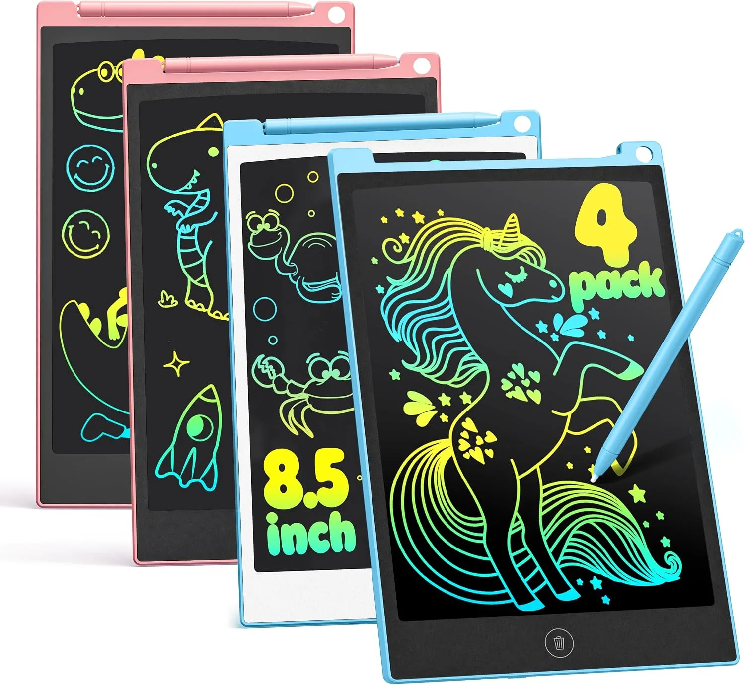 TECJOE 4 Pack LCD Writing Tablet for Kids, 8.5 Inch Toddlers Drawing Tablet