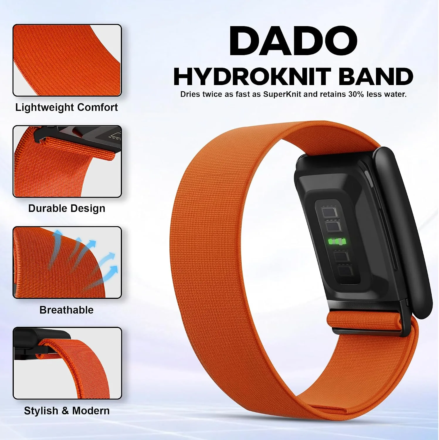 DADO HydroKnit Waterproof Nylon Sport Band Compatible with WHOOP 5.0, One, Peak, and Life | Elastic, Fast-Drying, Water-Resistant, and Comfortable Strap for Active Lifestyles