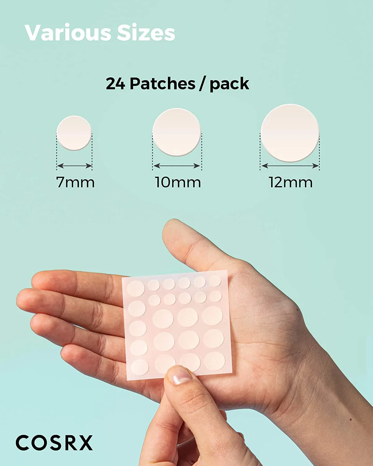 COSRX Acne Pimple Patches Absorbing Hydrocolloid Spot, 3 Size (96 Count)
