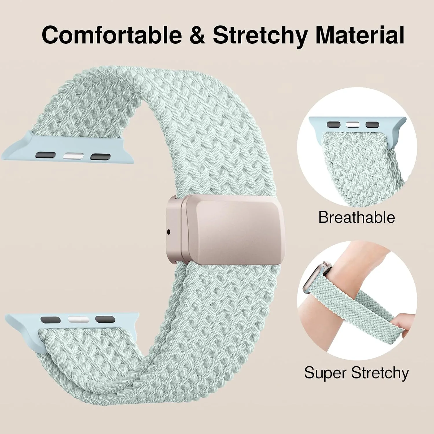 Braided Stretchy Magnetic Sport Band for Apple Watch Bands for Women Men