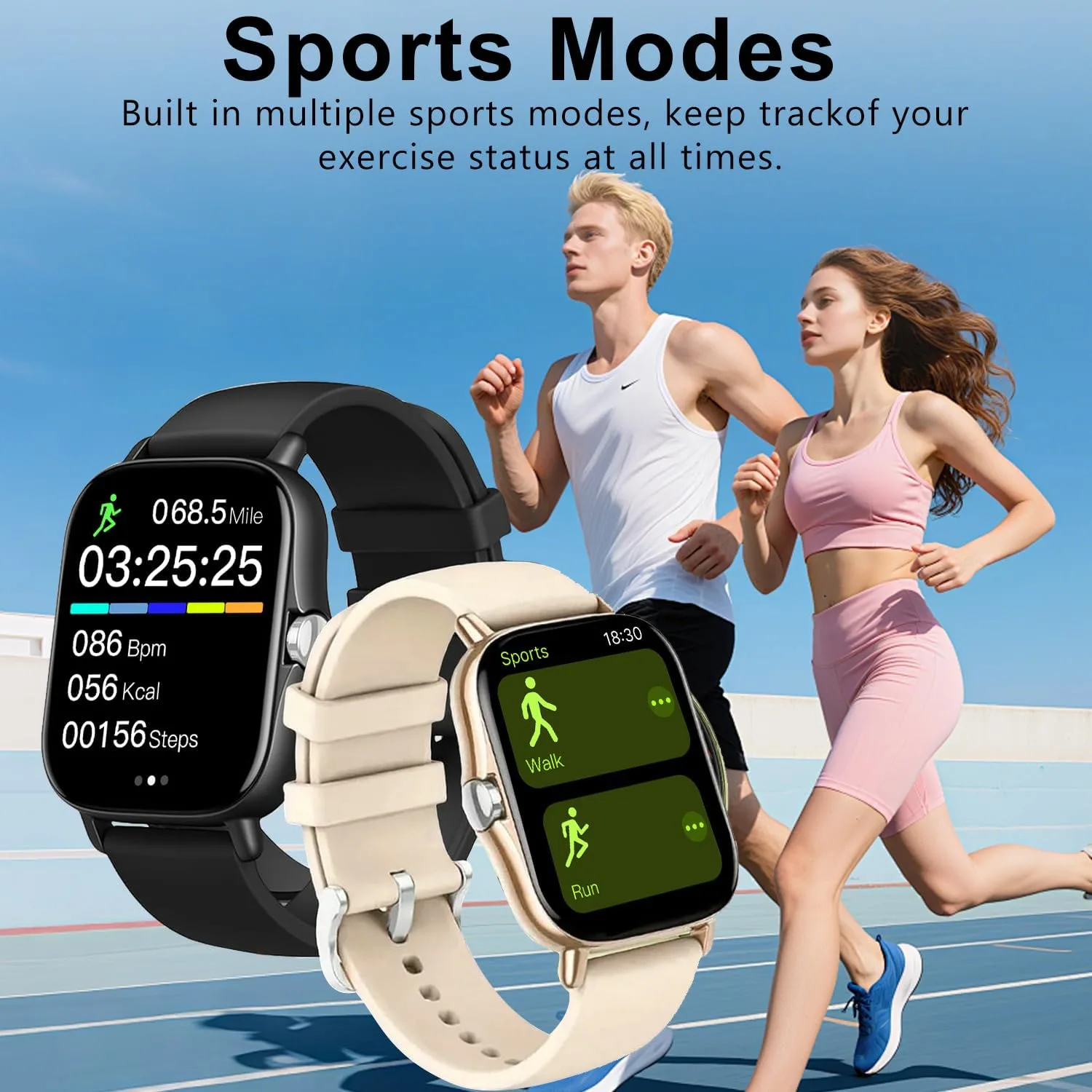 Smart Watch, 1.81" Upgraded Full Touchscreen Smart Watch for Android iPhones with Bluetooth Call, Sleep Tracker, Multiple Sports Fitness Tracker with Smart Watches for Women Men (Black)