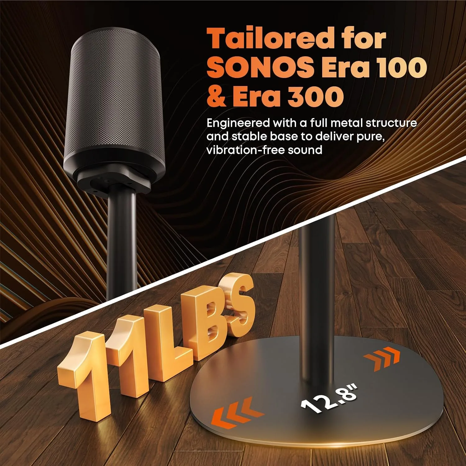Single Speaker Stand for Sonos Era 100, 100 SL & Era 300, Hidden Cable