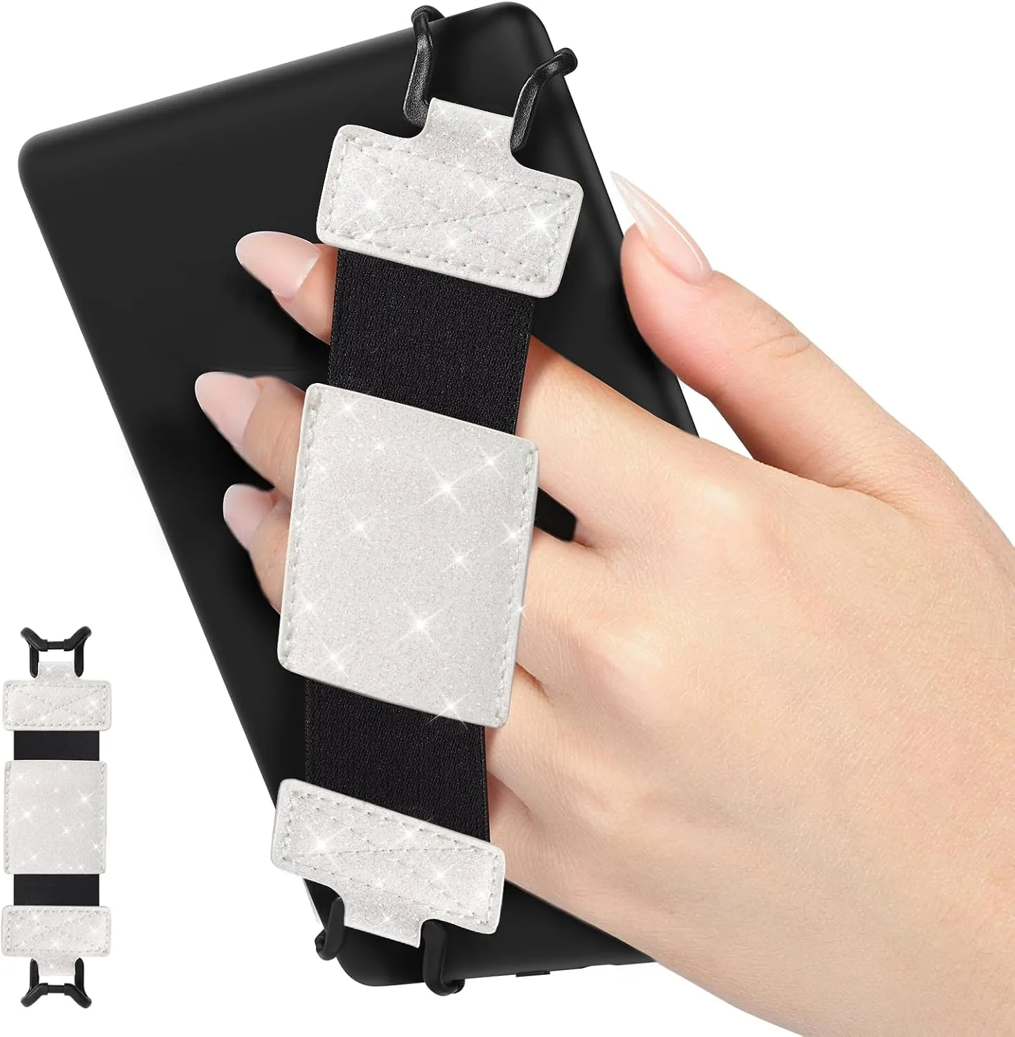 MoKo Soft Hand Strap for 6-8" Kindle eReaders Fire Tablet, Glitter White