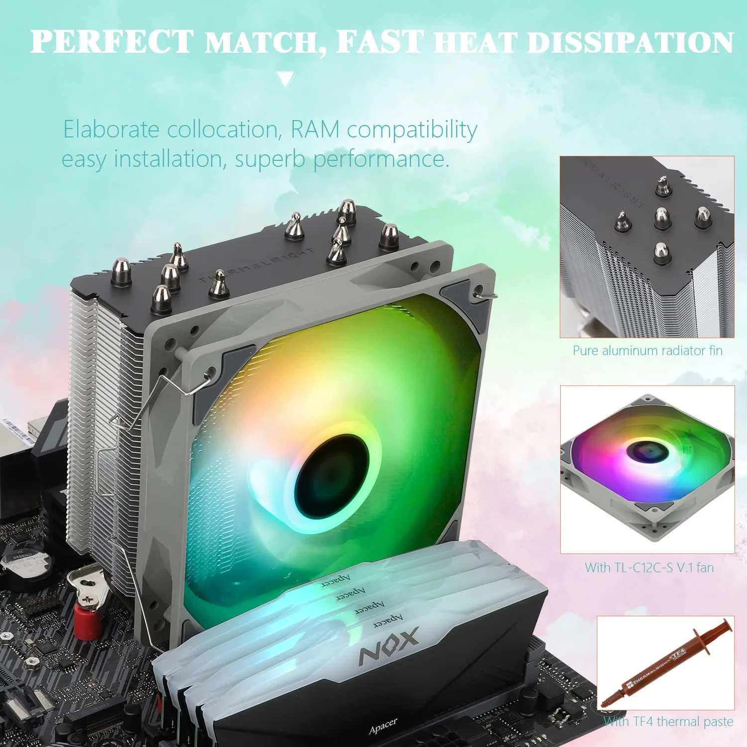 Thermalright Assassin King 120 SE ARGB CPU Air Cooler,5 Heat Pipes Heatsink Cooling, TL-C12C-S PWM Quiet Fan CPU Cooler, for AM4/AM5/Intel LGA1851/1700/1150/1151/1200,5V 3pin ARGB LED