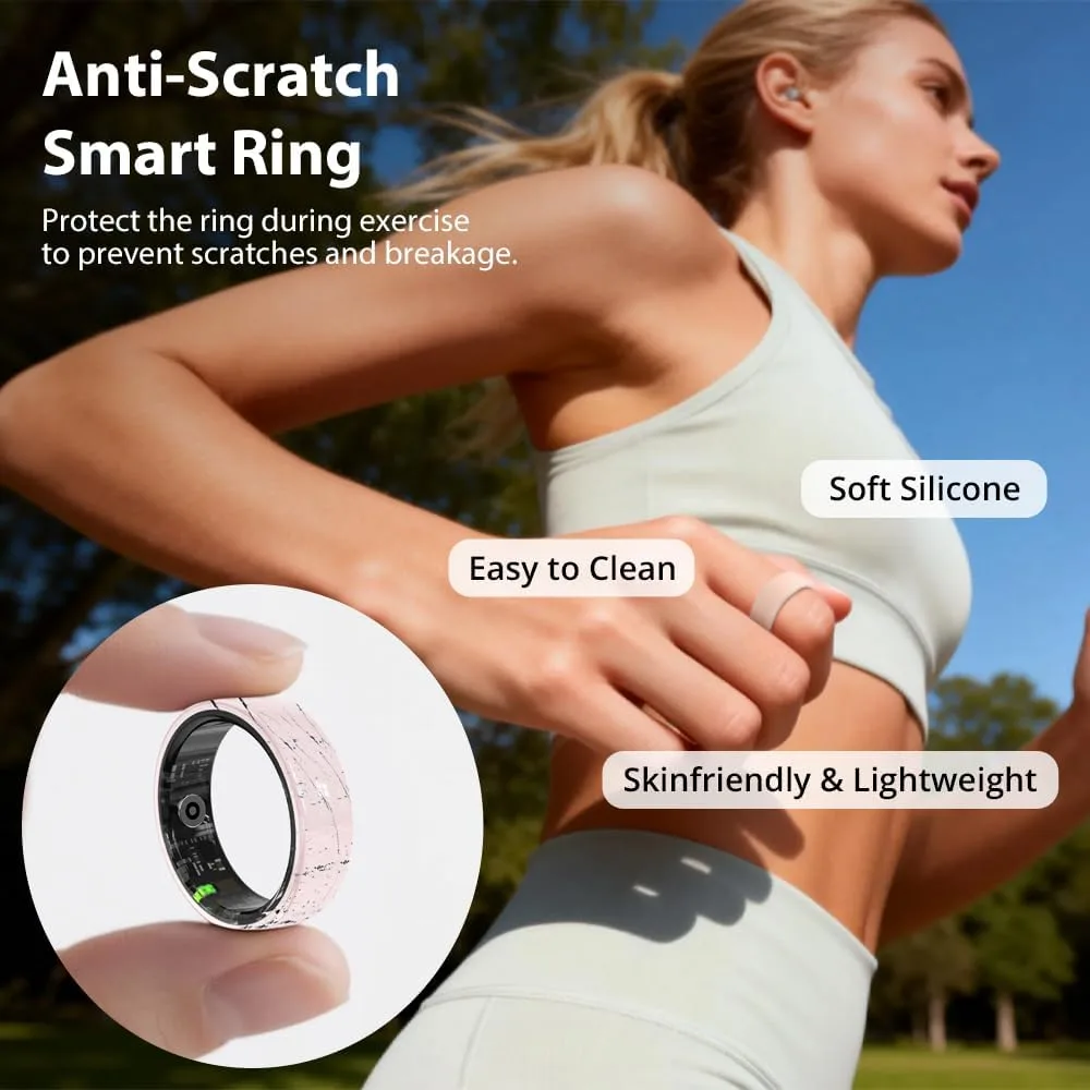 Smart Ring for Women, Health Tracker & 5ATM, COLMI R02. (Pink Ceramic, 8#)