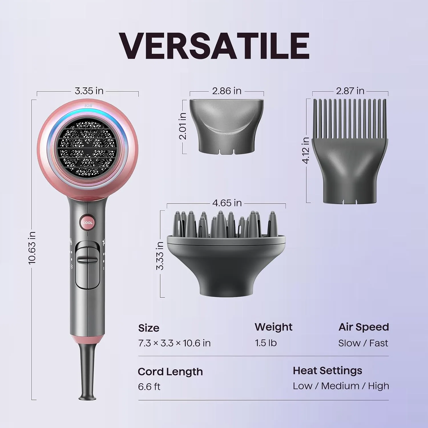 wavytalk Blown Away Ionic Hair Dryer with Diffuser for Curly Hair