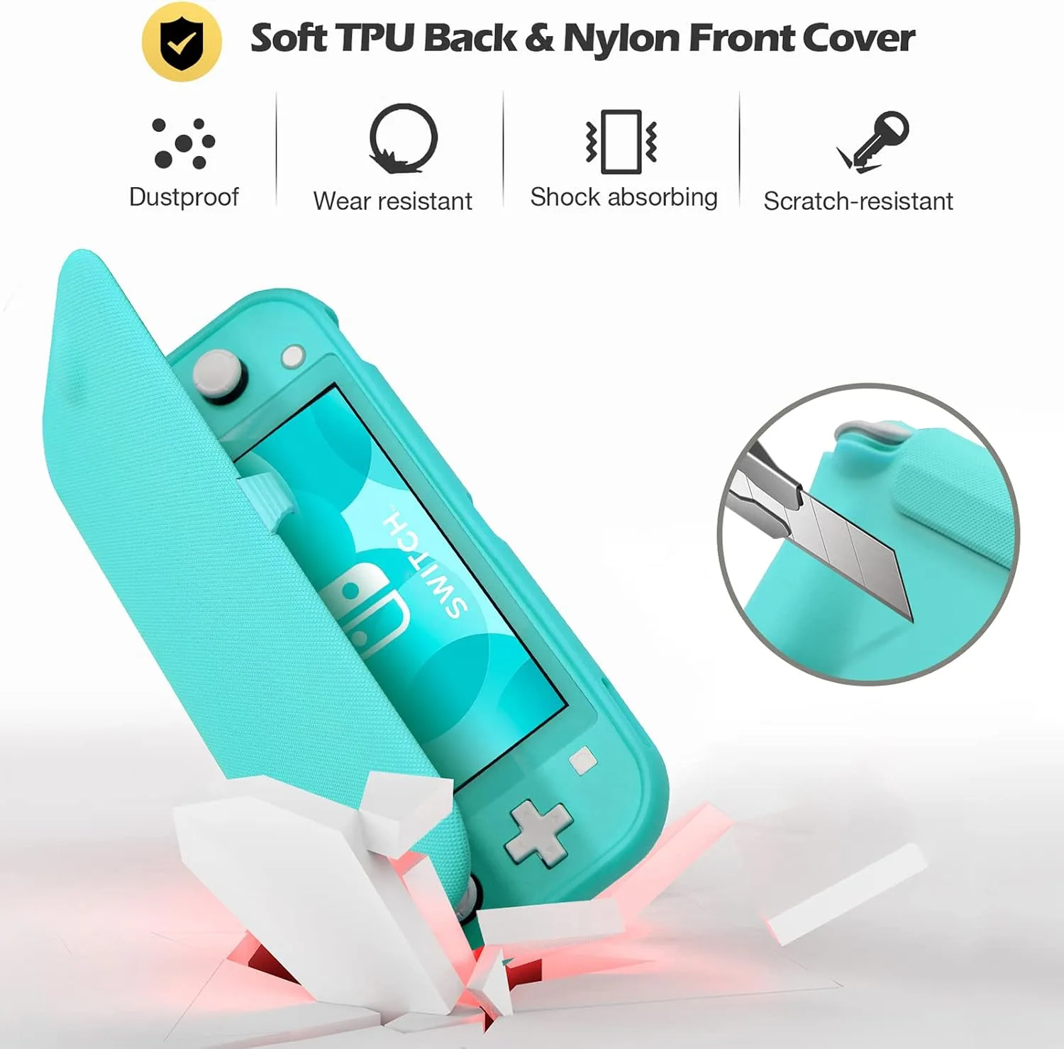 ProCase Flip Cover for Switch Lite with 2 Pack Screen Protectors, Turquoise