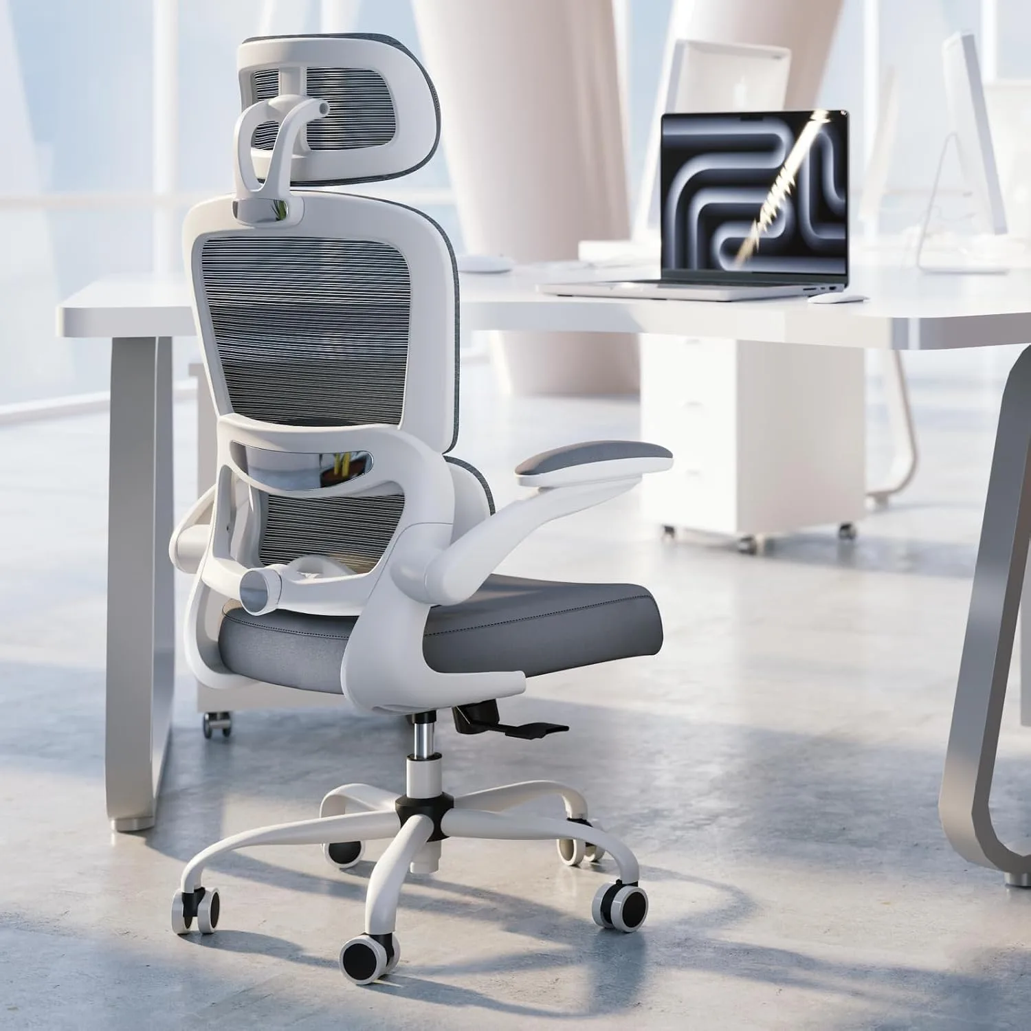 TRALT Office Chair Ergonomic Desk Chair with Lumbar Support White, 1