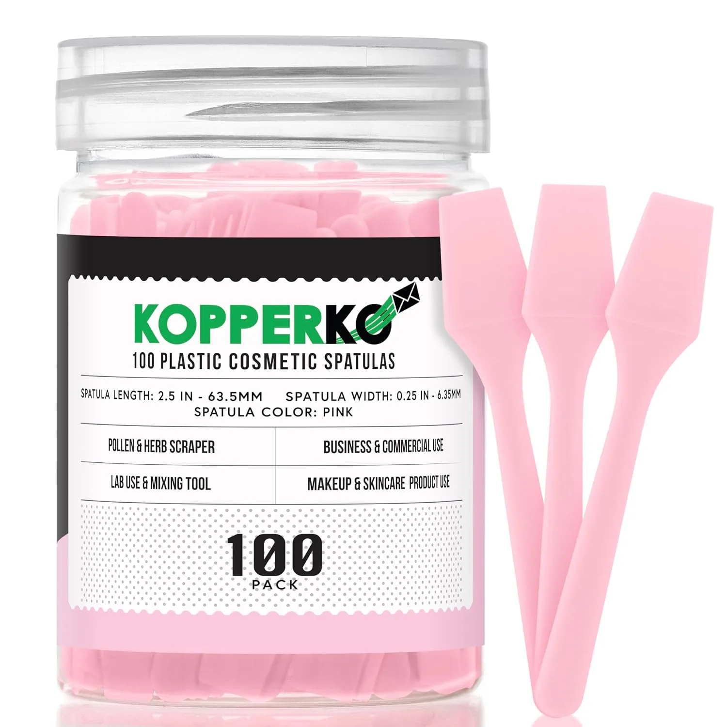 Kopperko Cosmetic Spatulas, 2.5 Inch, 100 Pack, Pink